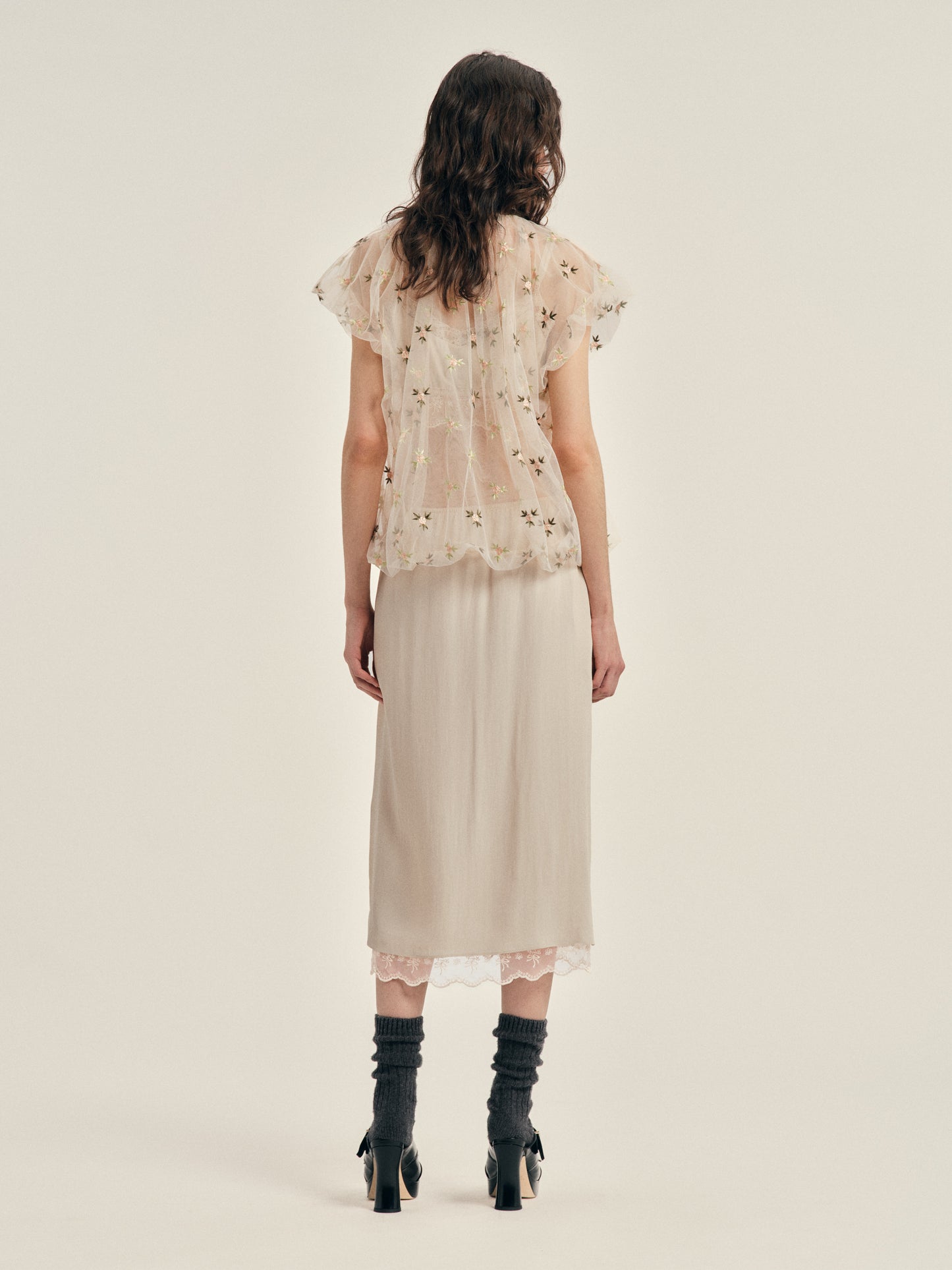 Lace Trim Negligee Skirt