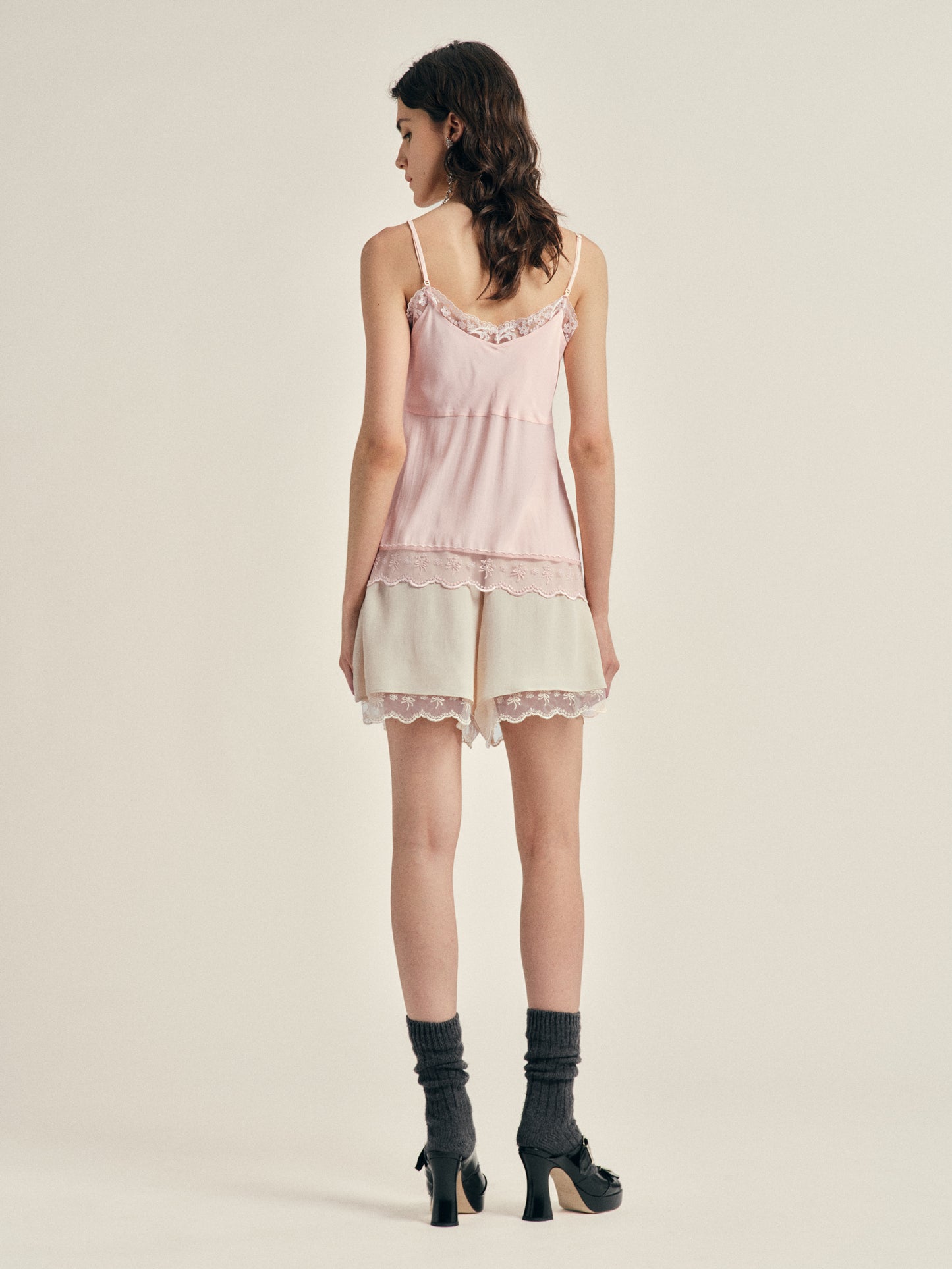 Lace Trim Negligee Shorts