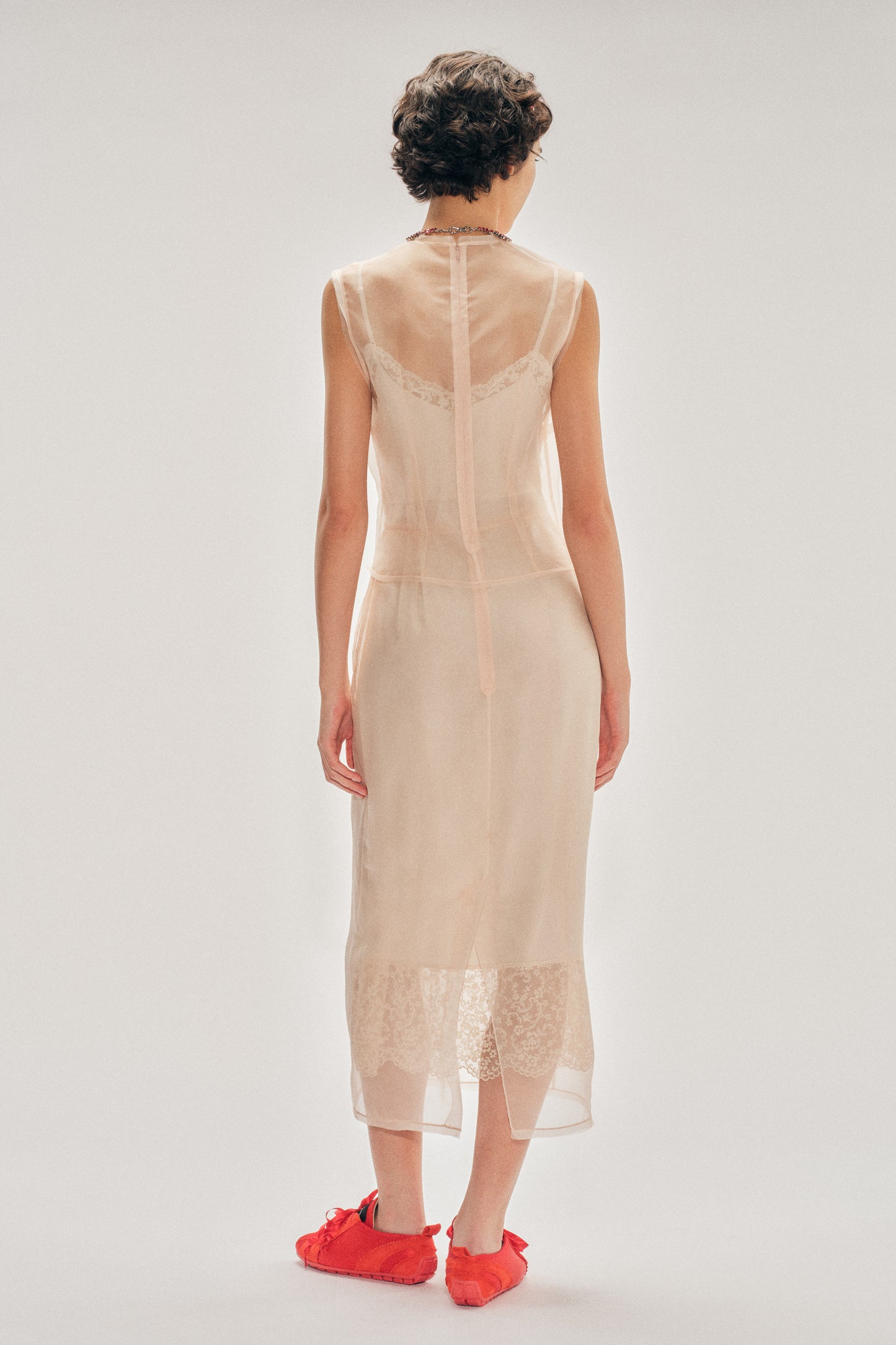Sheer Frayed Contour Dart Top