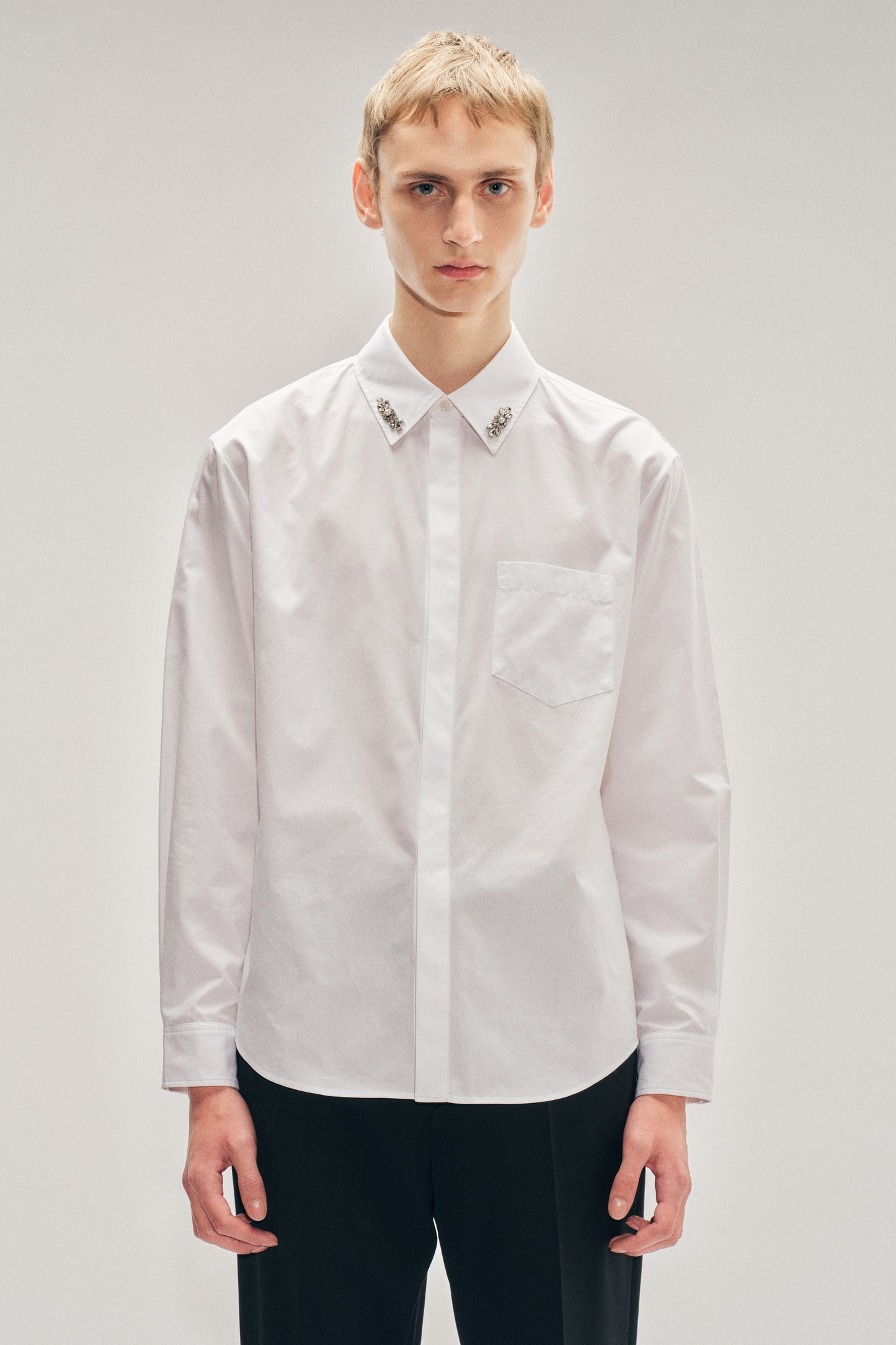 Embellished Classic Concealed Button Shirt