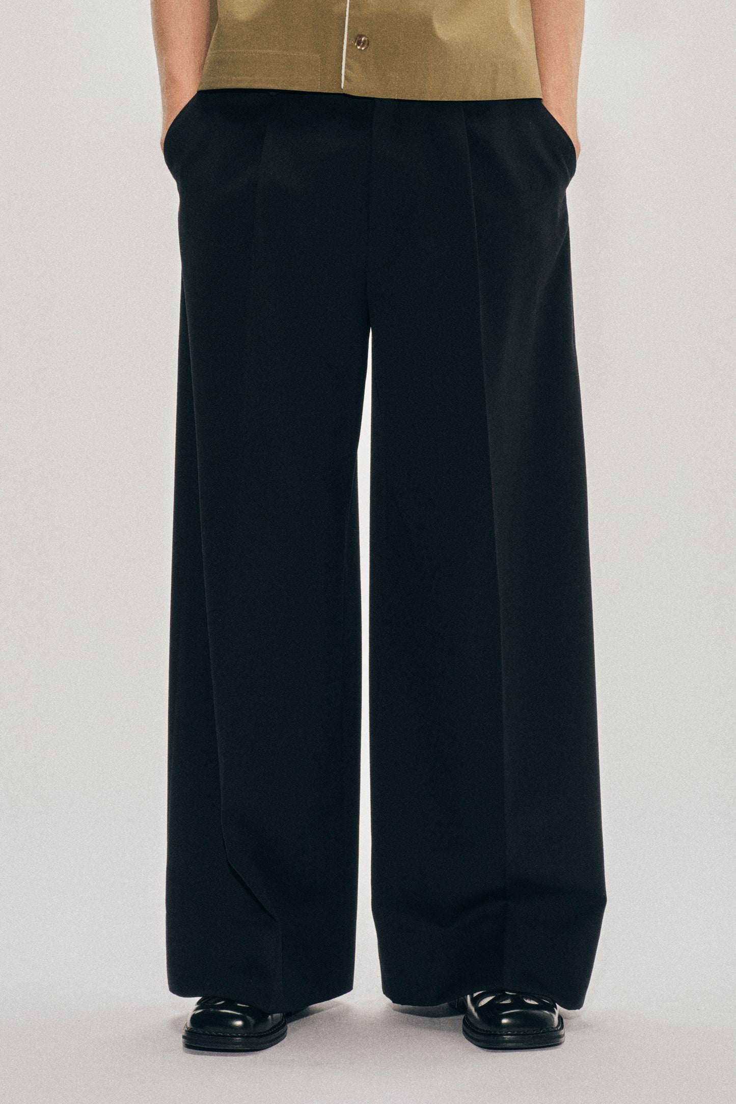 Wide Leg Belt Loop Tab Trousers