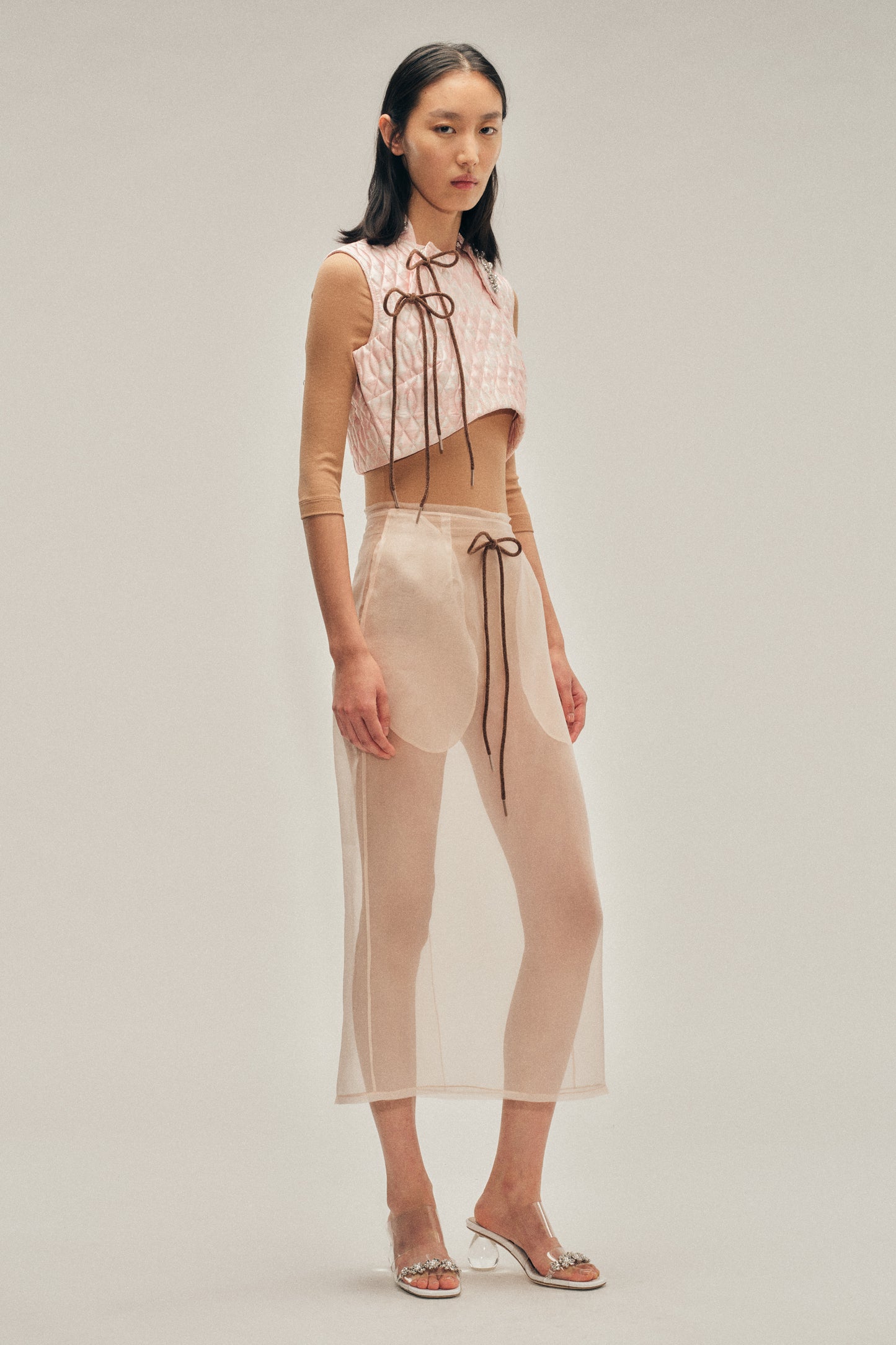 Embellished Sandal Perspex Heel Mule