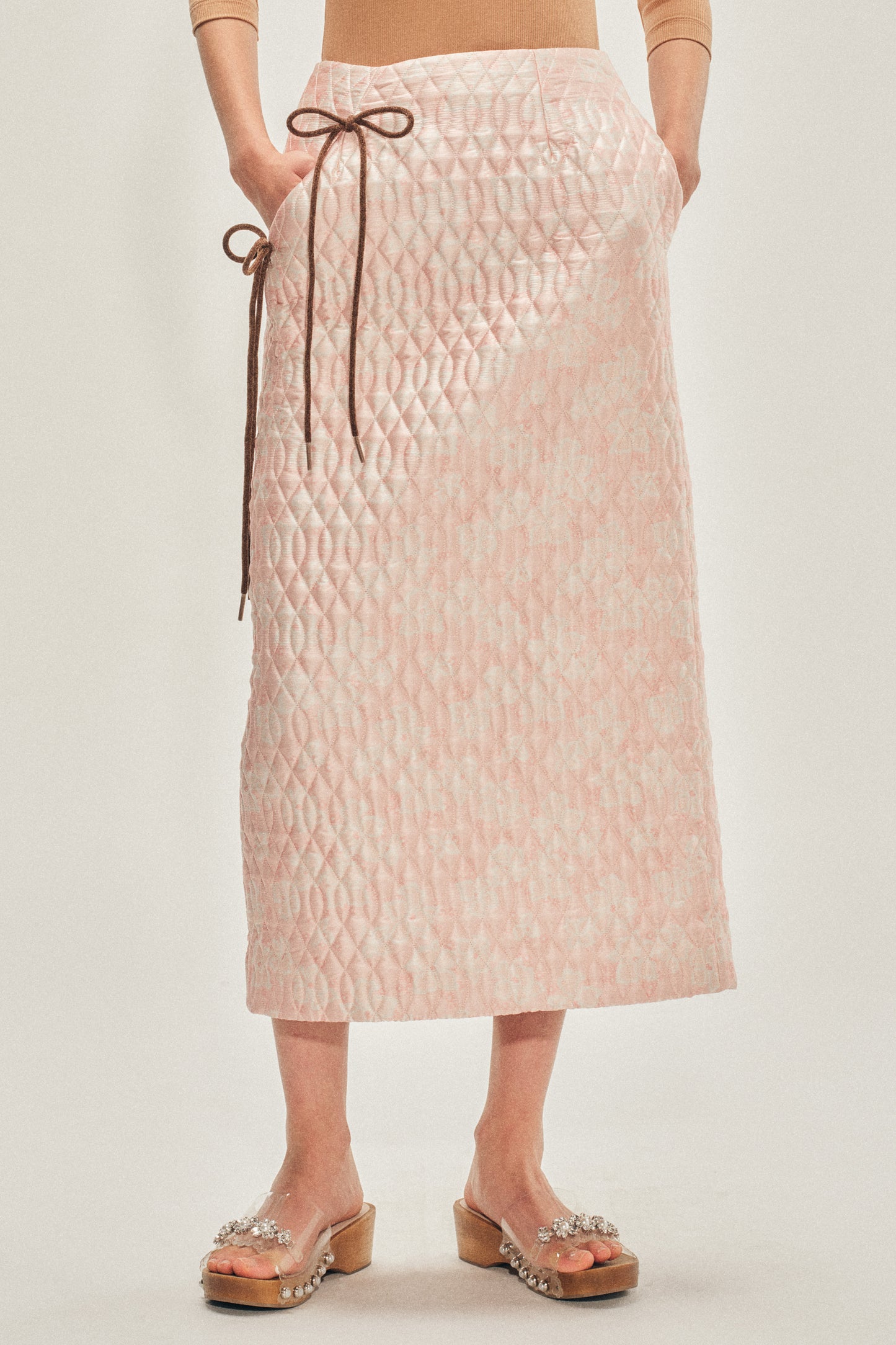 Quilted Offset Pencil Skirt