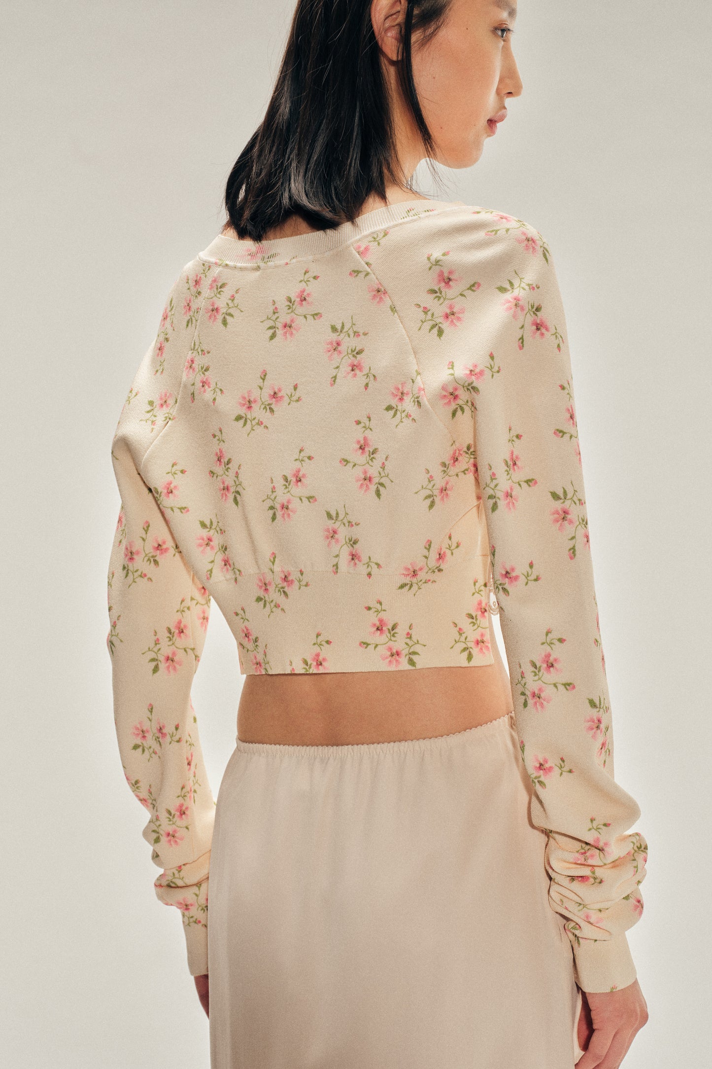 Tiny Flower Cutout Sleeve Jumper
