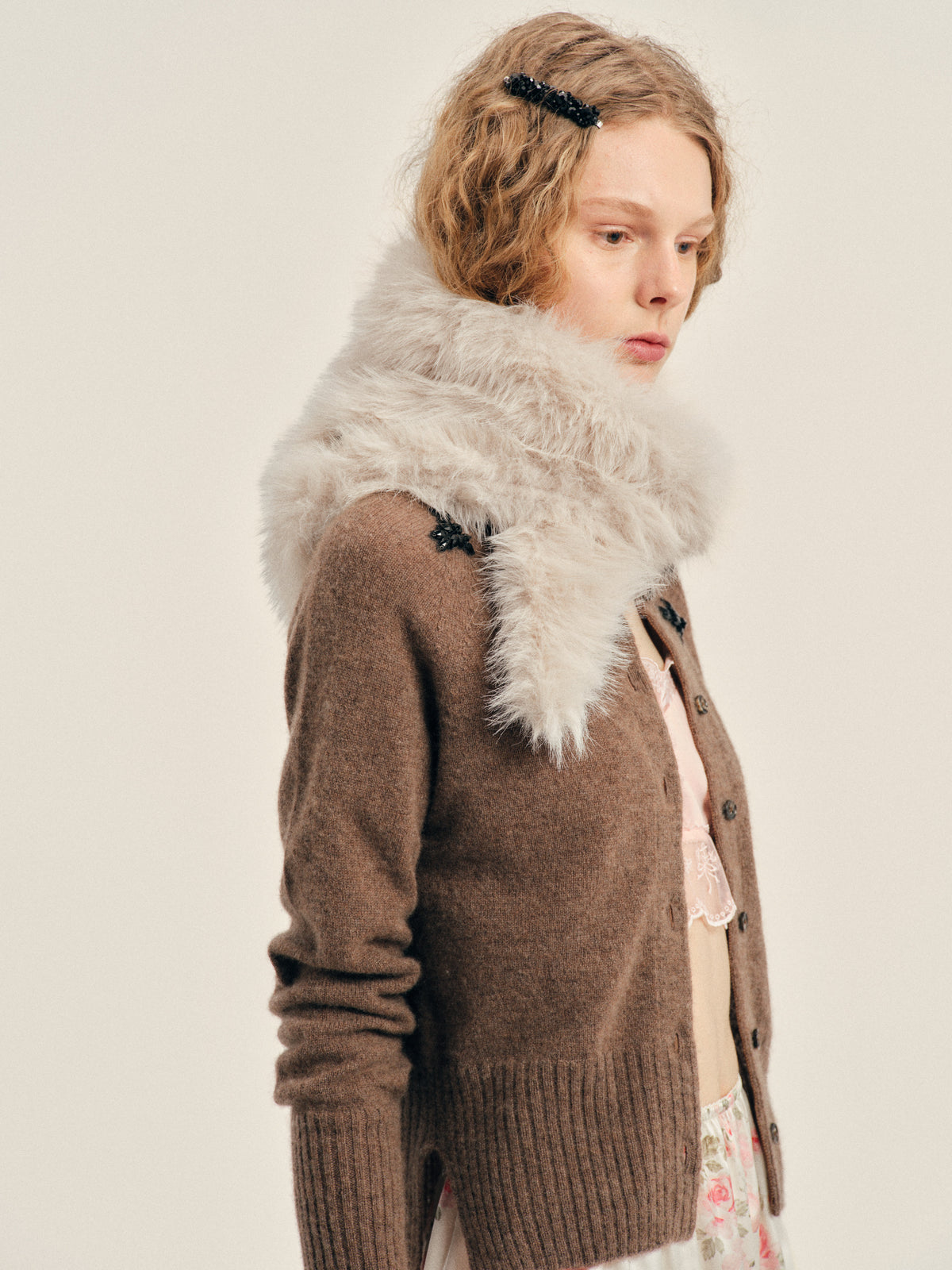 Embellished Faux Fur Neckerchief