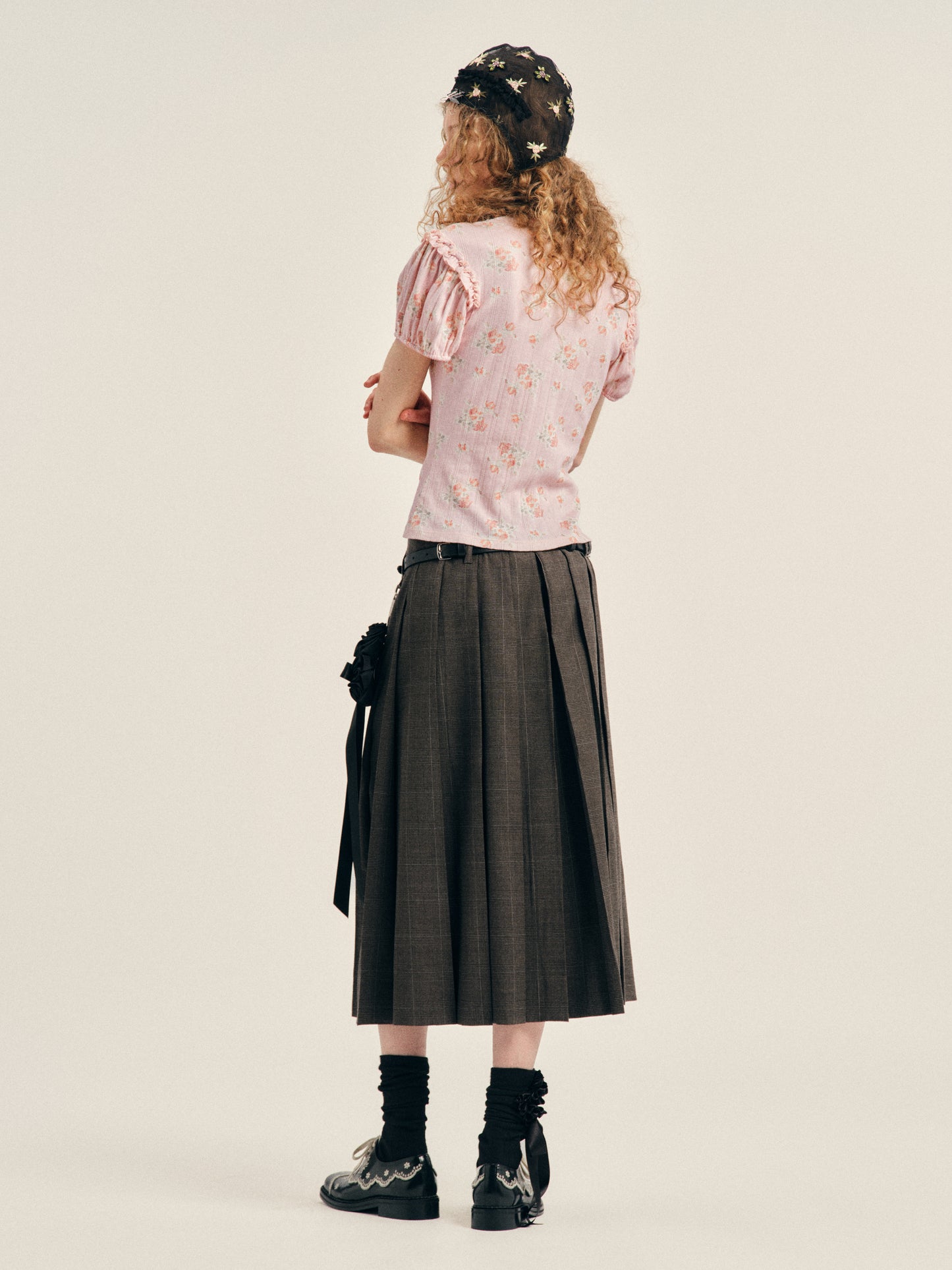 Pointelle Puff Sleeve Cardigan