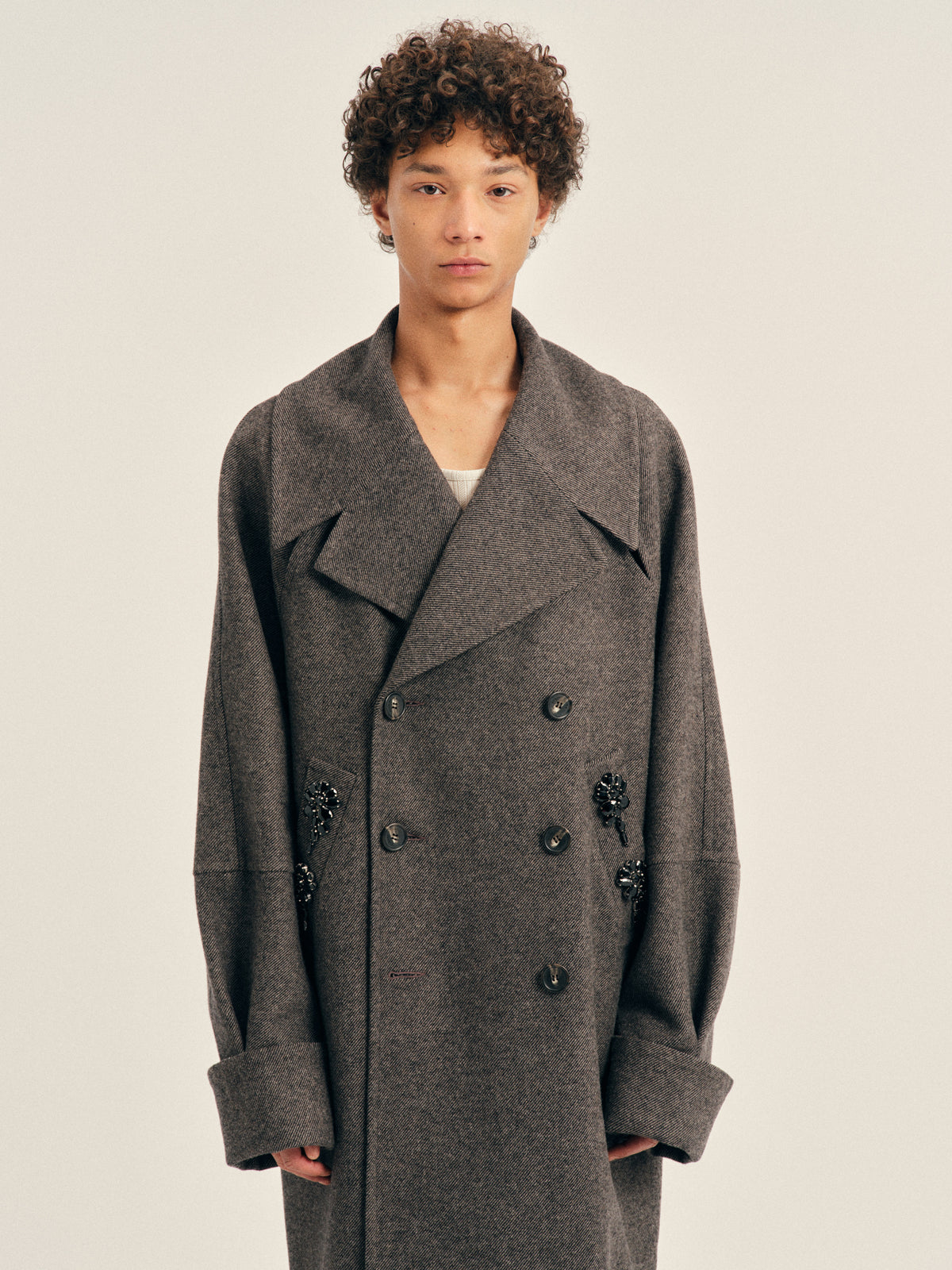 Embellished Double Breasted Slash Coat