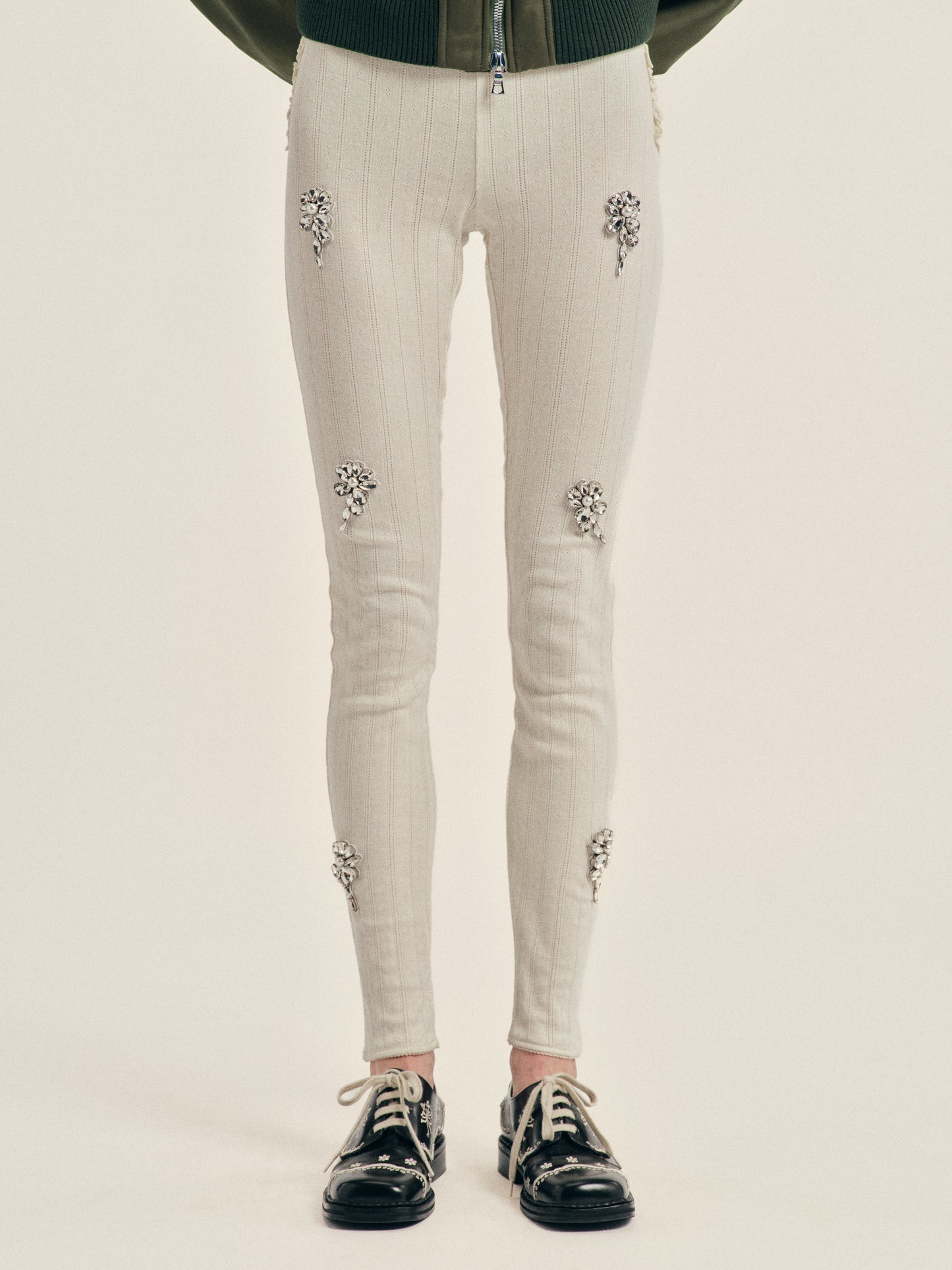 Embellished Pointelle Ruffle Frill Long Johns