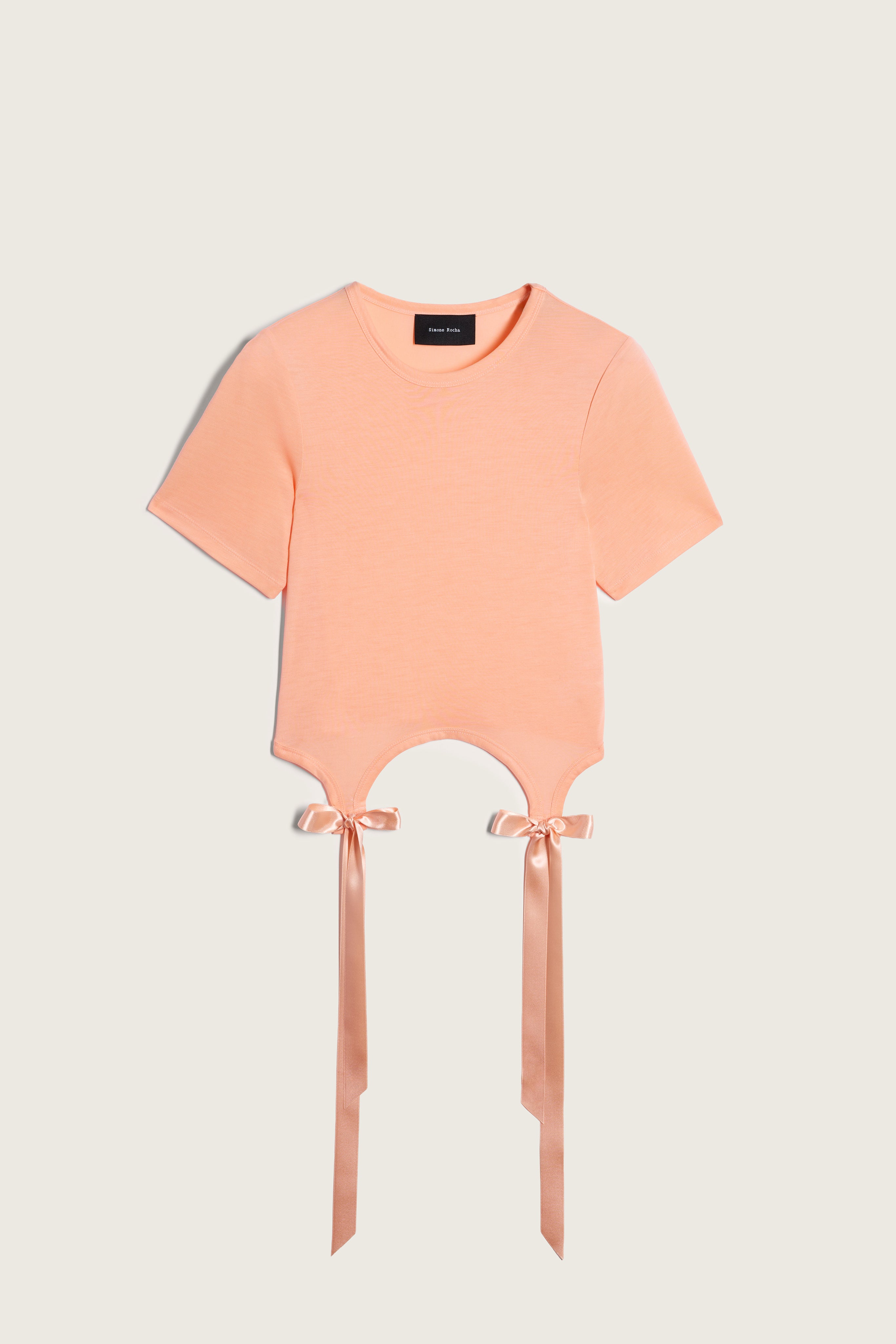 simone rocha Tシャツ　リボン Simone Rocha: White Unraveling Ribbon T-shirt | SSENSE