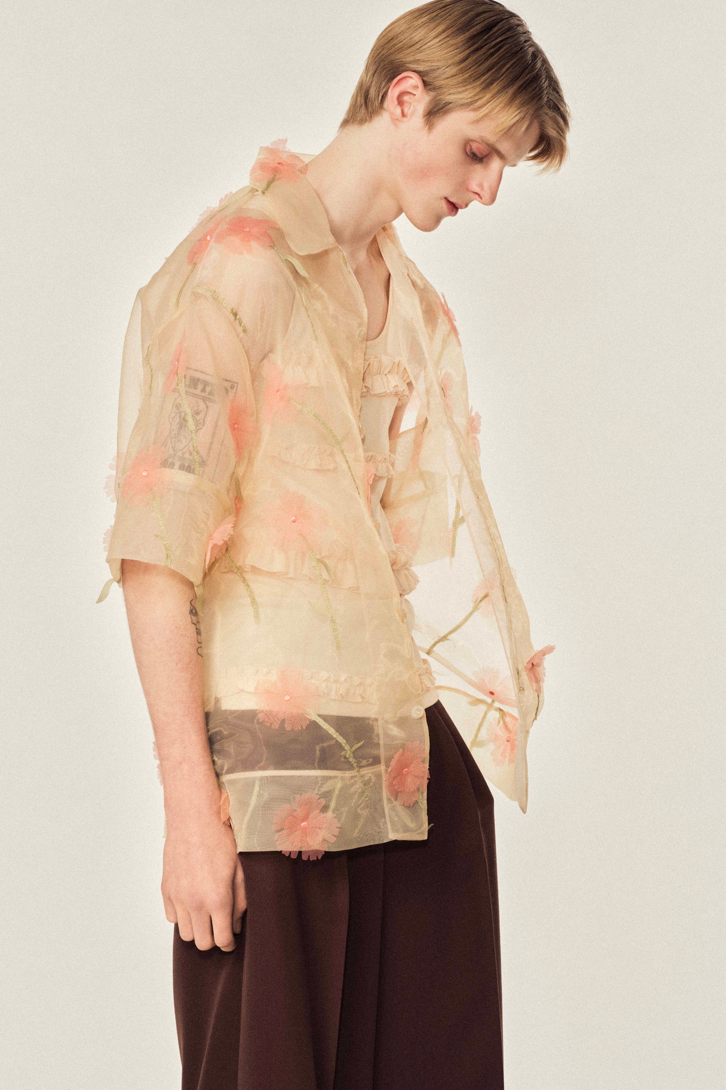 Carnation Organza Boxy Shirt