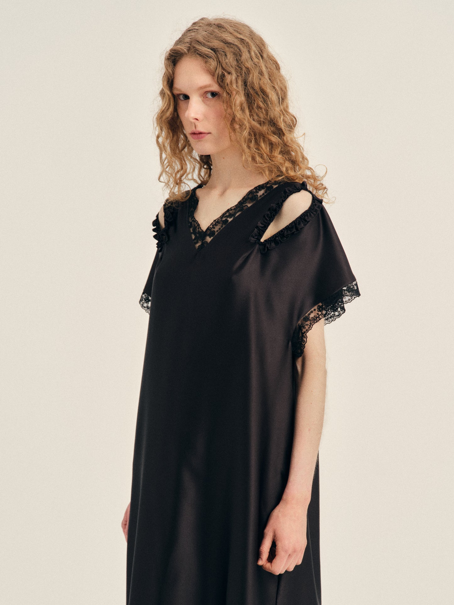 Slash Lace Trim Easy Dress