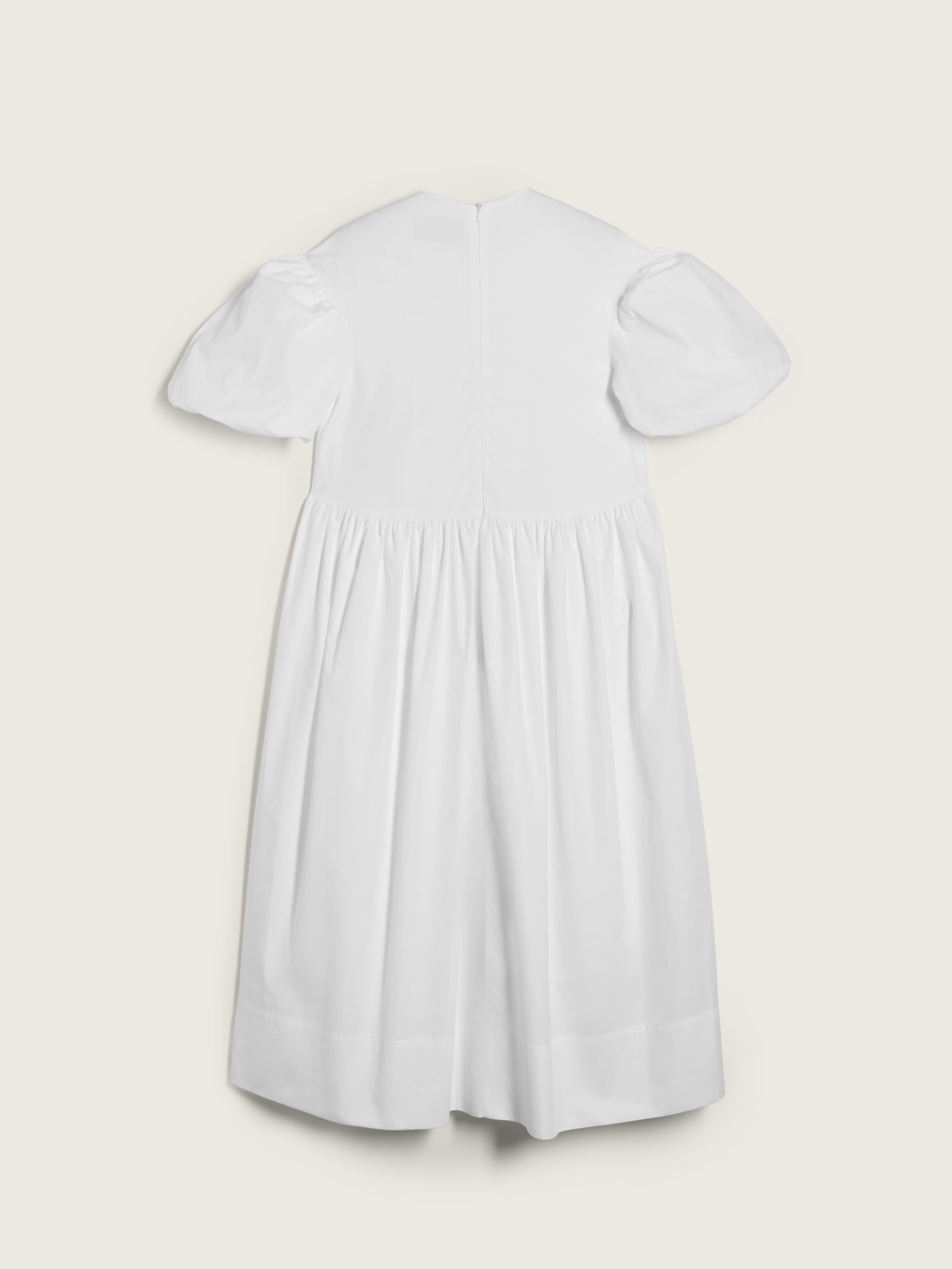 Puff Sleeve Gathered Bow Smock Dress
