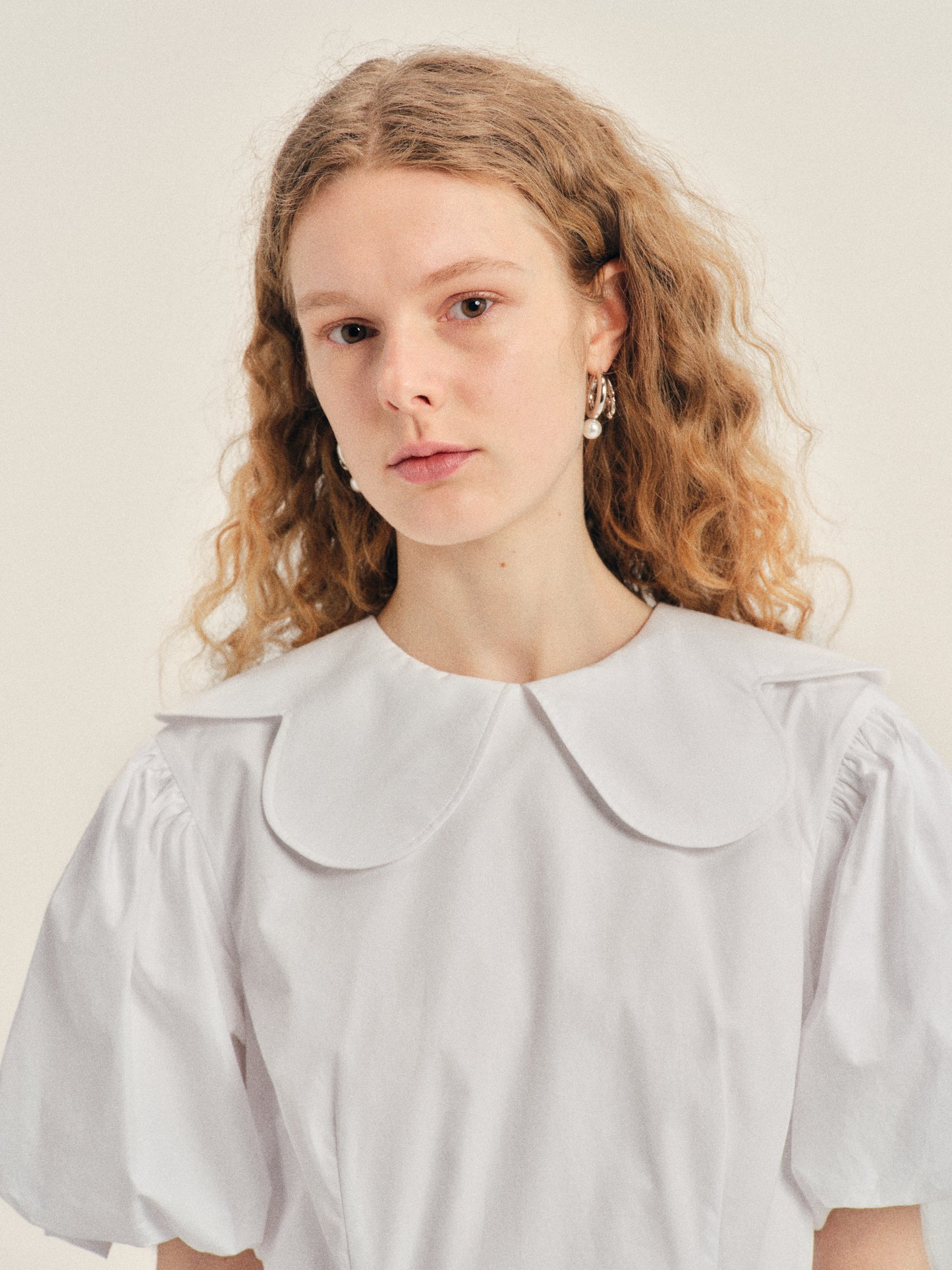 Puff Sleeve Petal Collar Dress