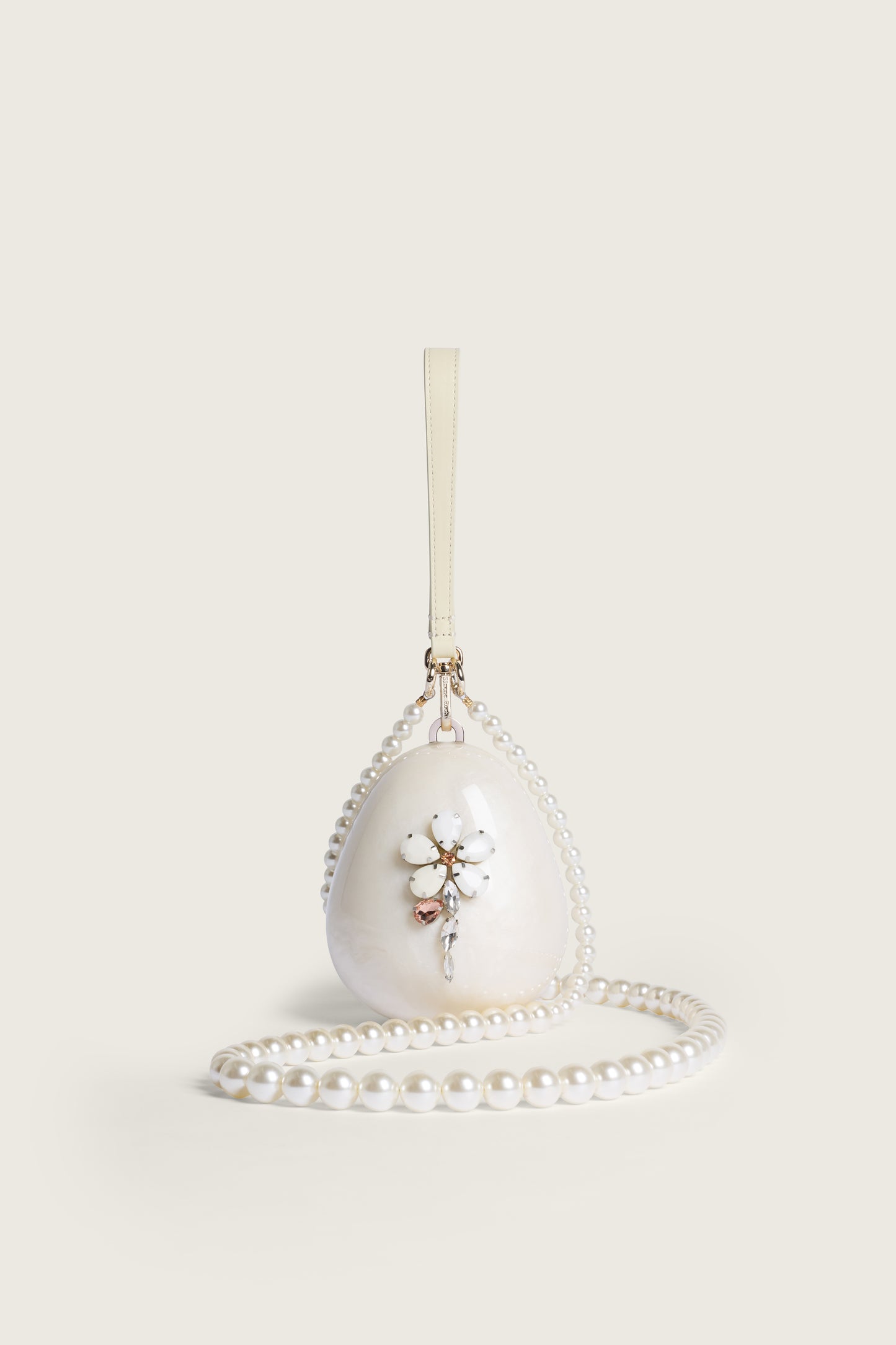 Embellished Pearl Crossbody Micro Egg Bag