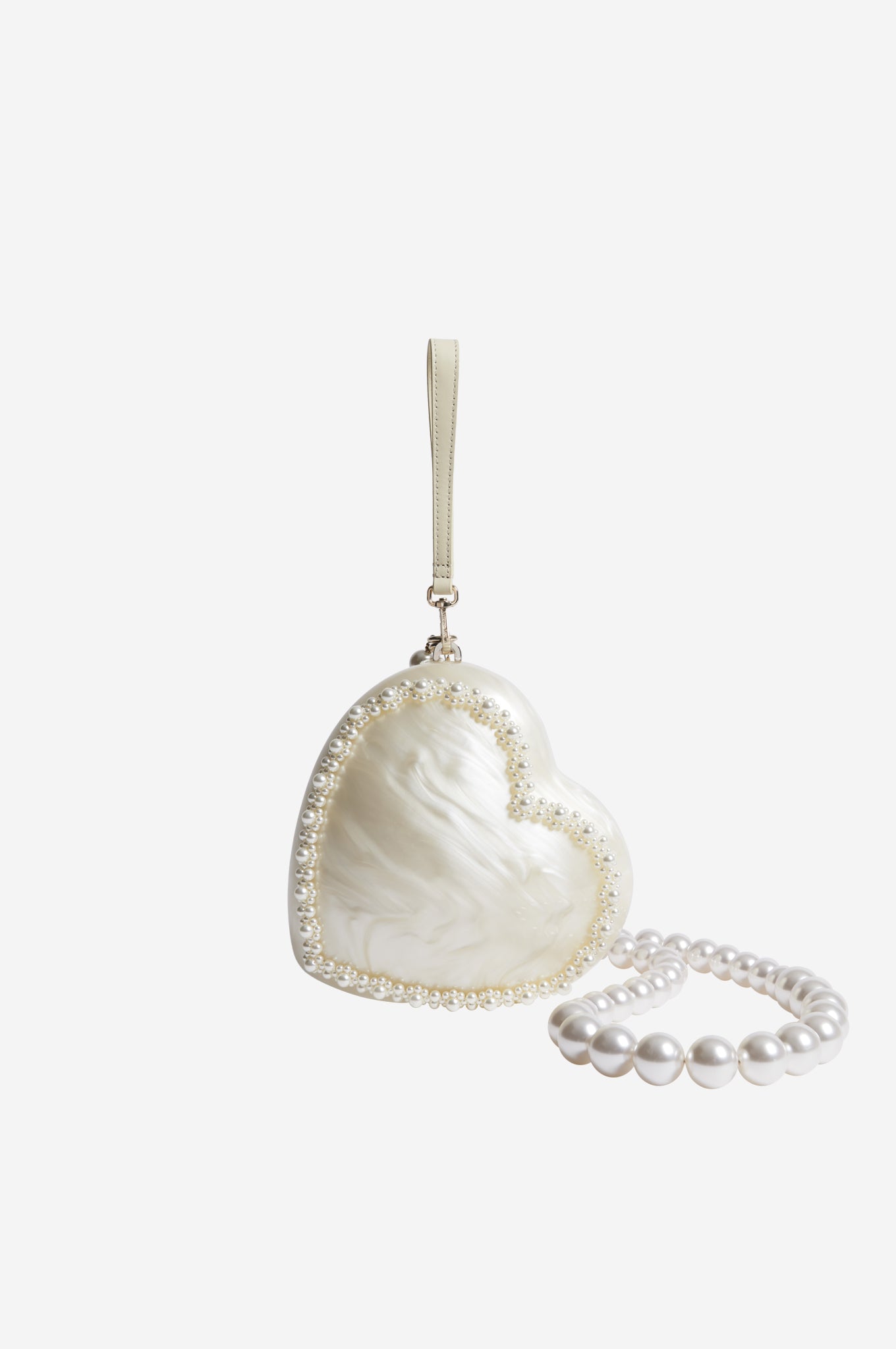 Embellished Heart Bag With Pearl Crossbody