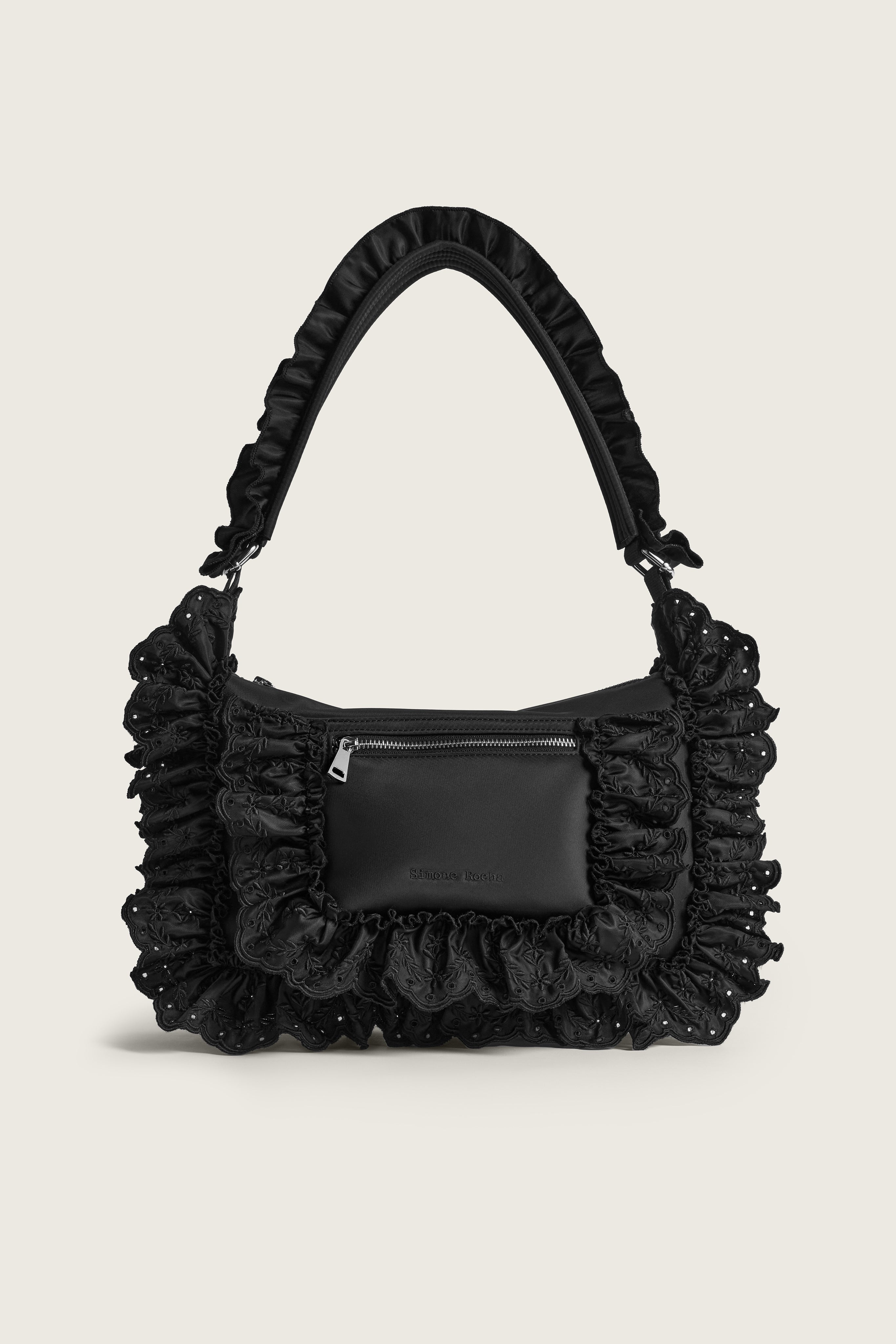 Simone Rocha黒 ナイロン ボディバッグ パール装飾付き新品 SIMONE ROCHA シモーネロシャ リボン バッグ ビジュー パール (Simone
