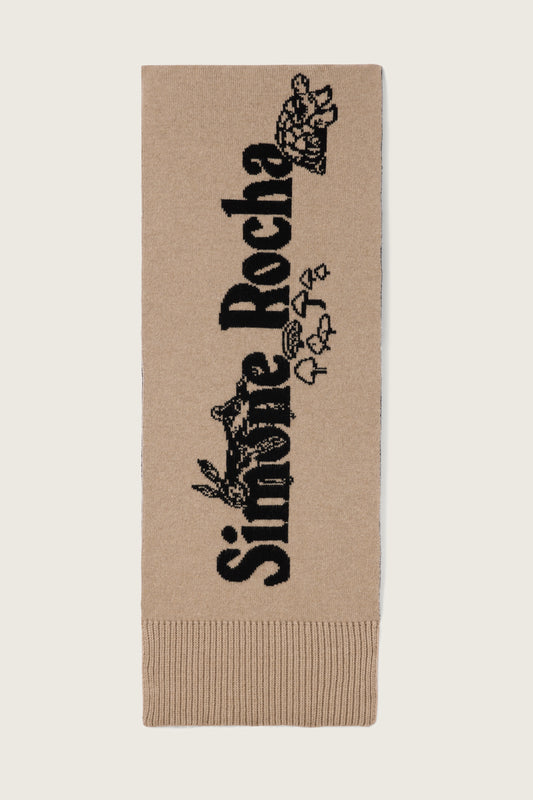 Long Graphic Logo Knit Scarf