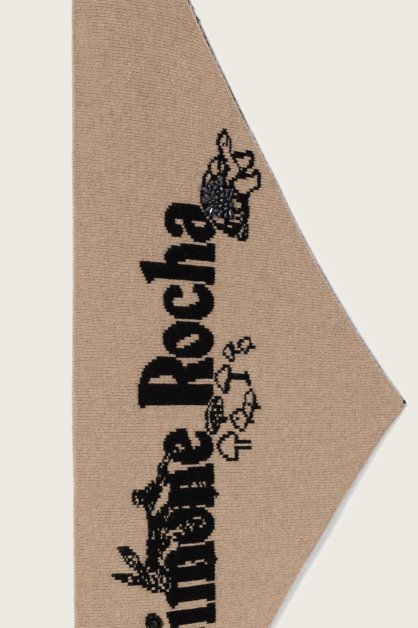 Beaded Graphic Logo Knit Neckerchief