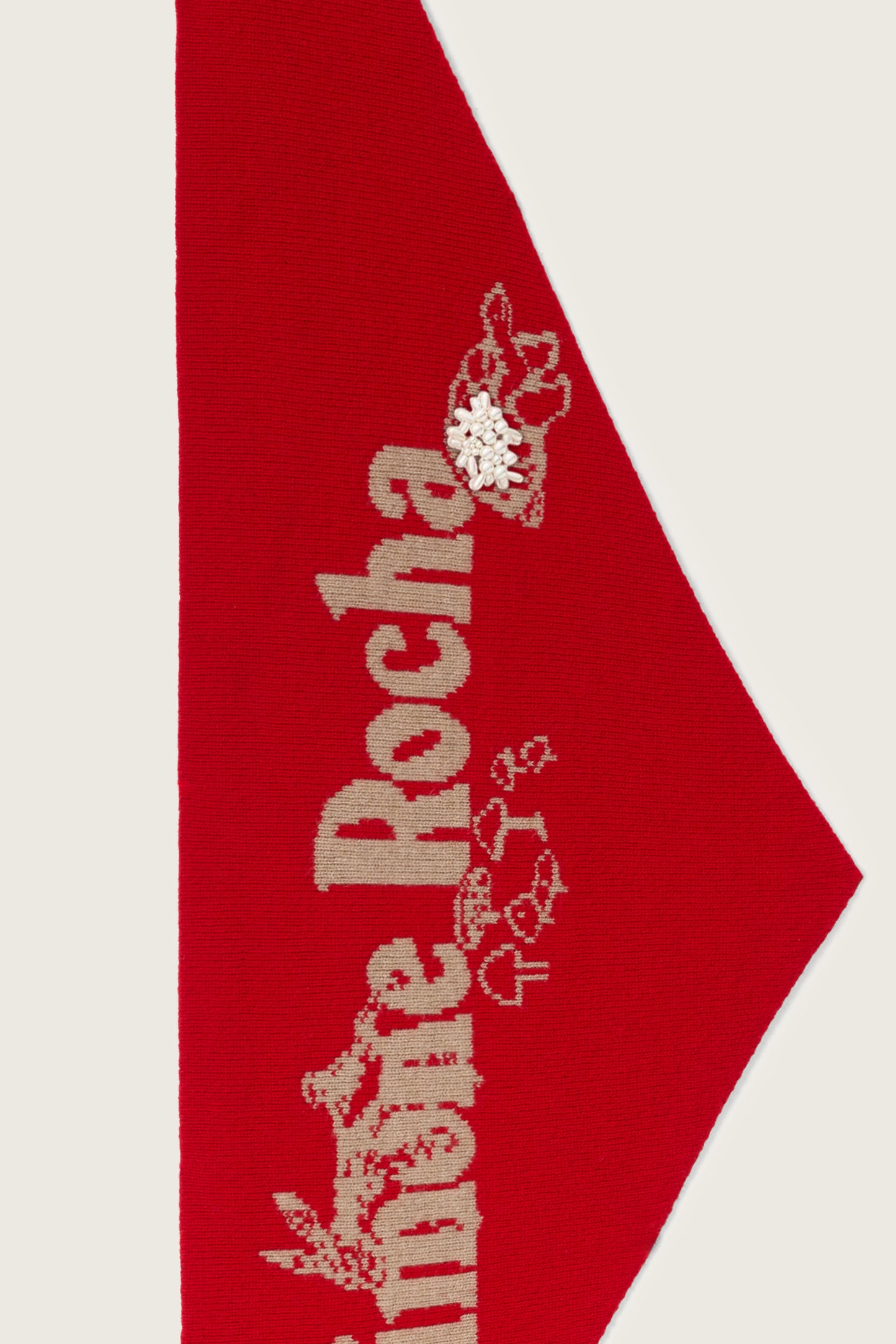 Beaded Graphic Logo Knit Neckerchief