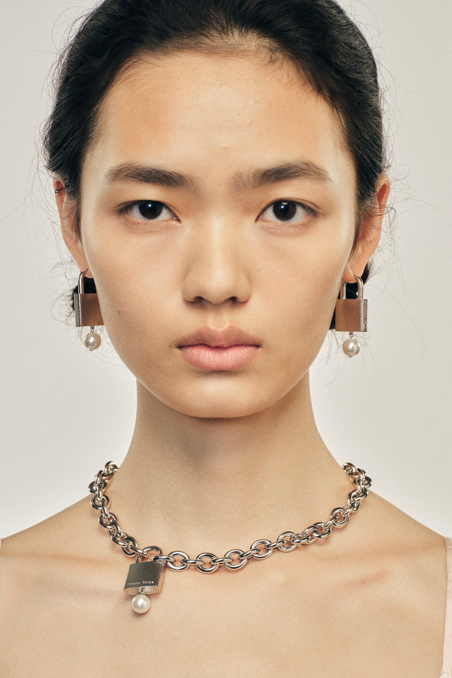 Pearl Padlock Chain Necklace