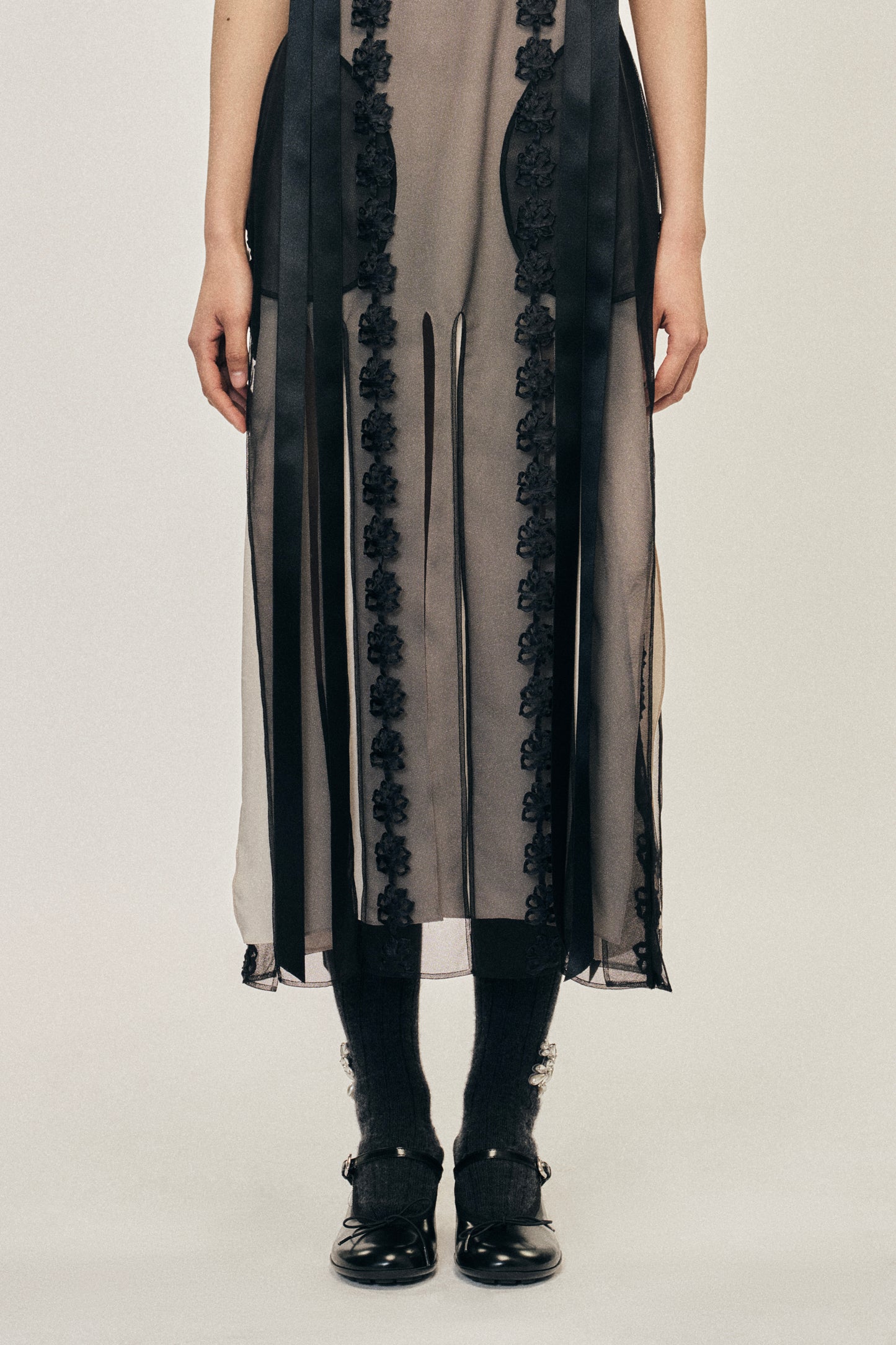 Layered Ribbon Daisy Chain Multi Slit Dress