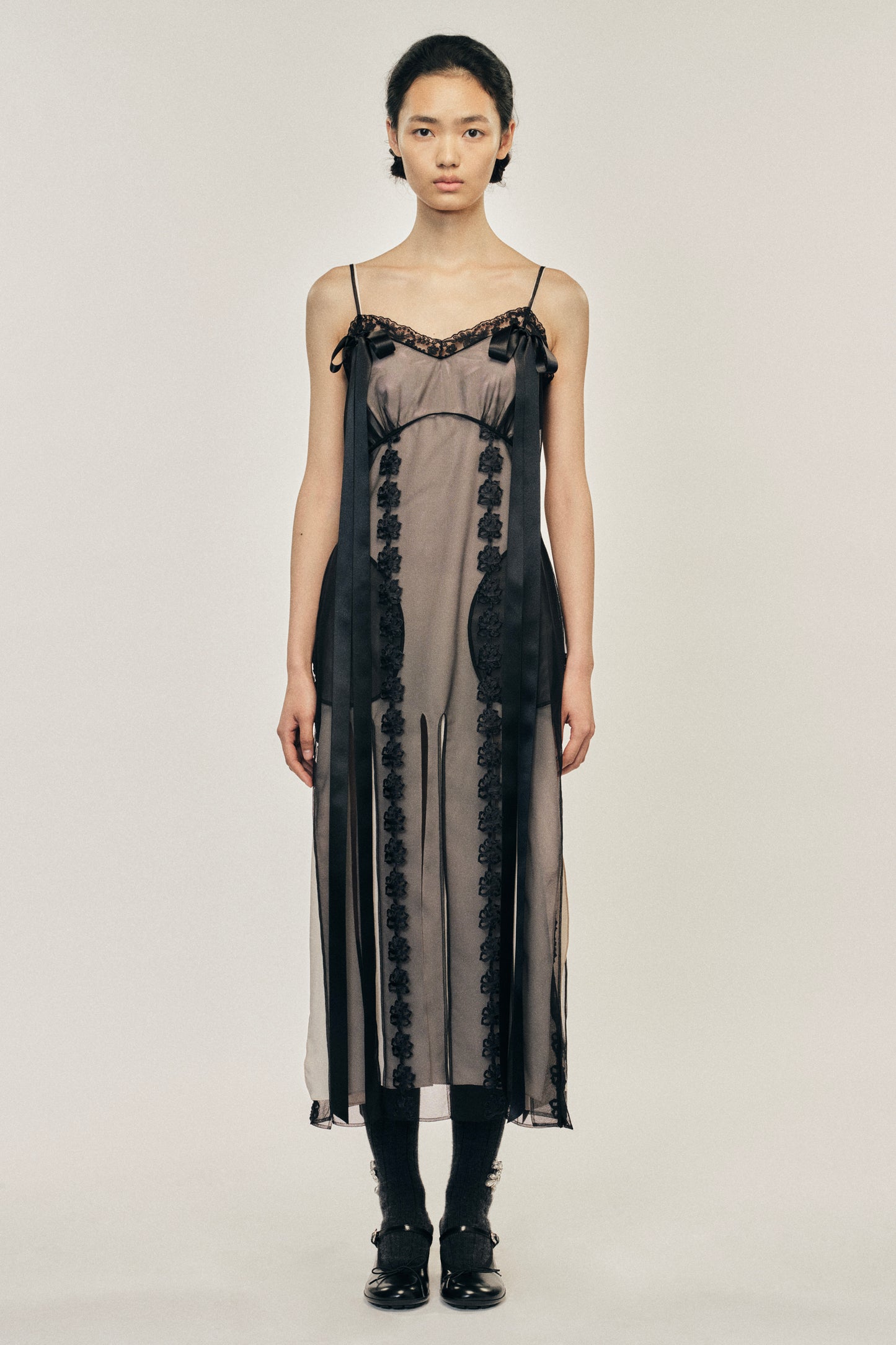 Layered Ribbon Daisy Chain Multi Slit Dress