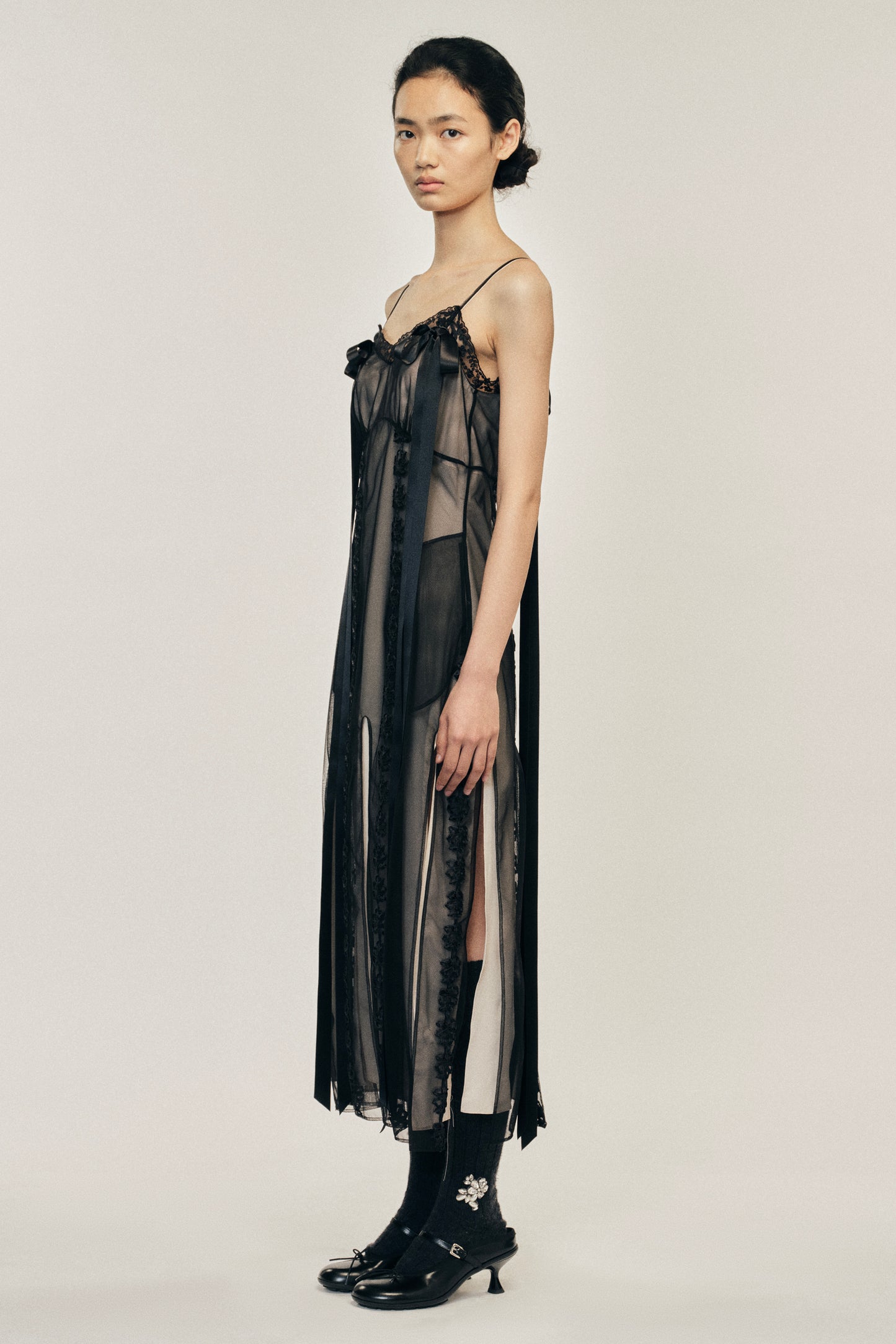 Layered Ribbon Daisy Chain Multi Slit Dress