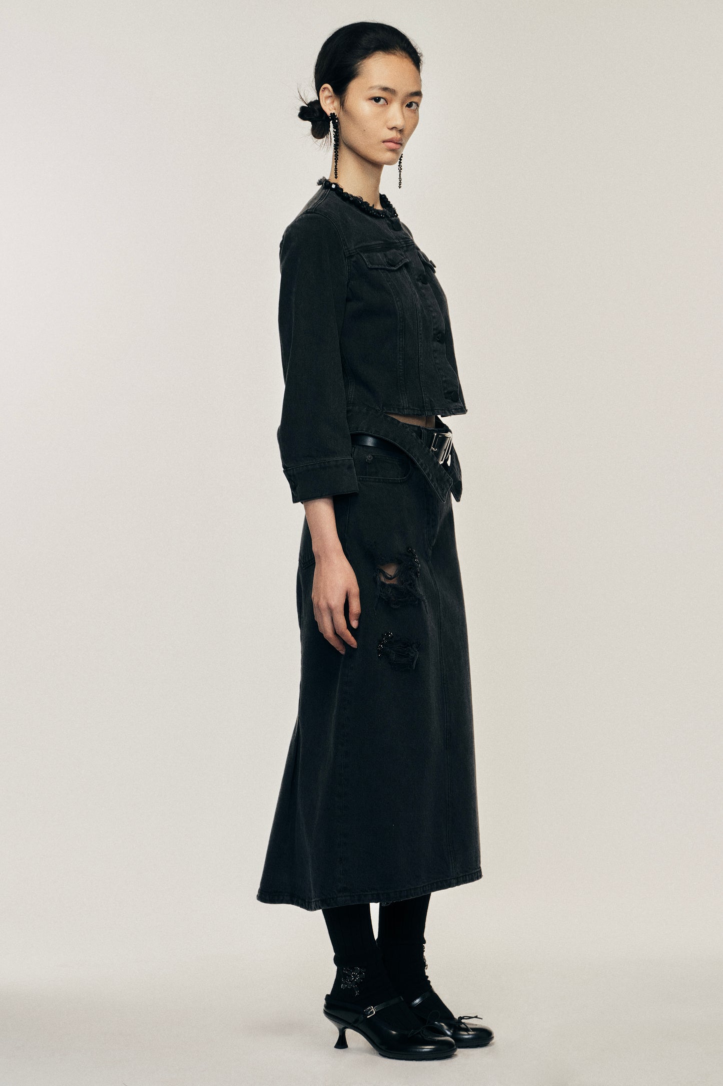 Embellished Kick Back Flare Skirt