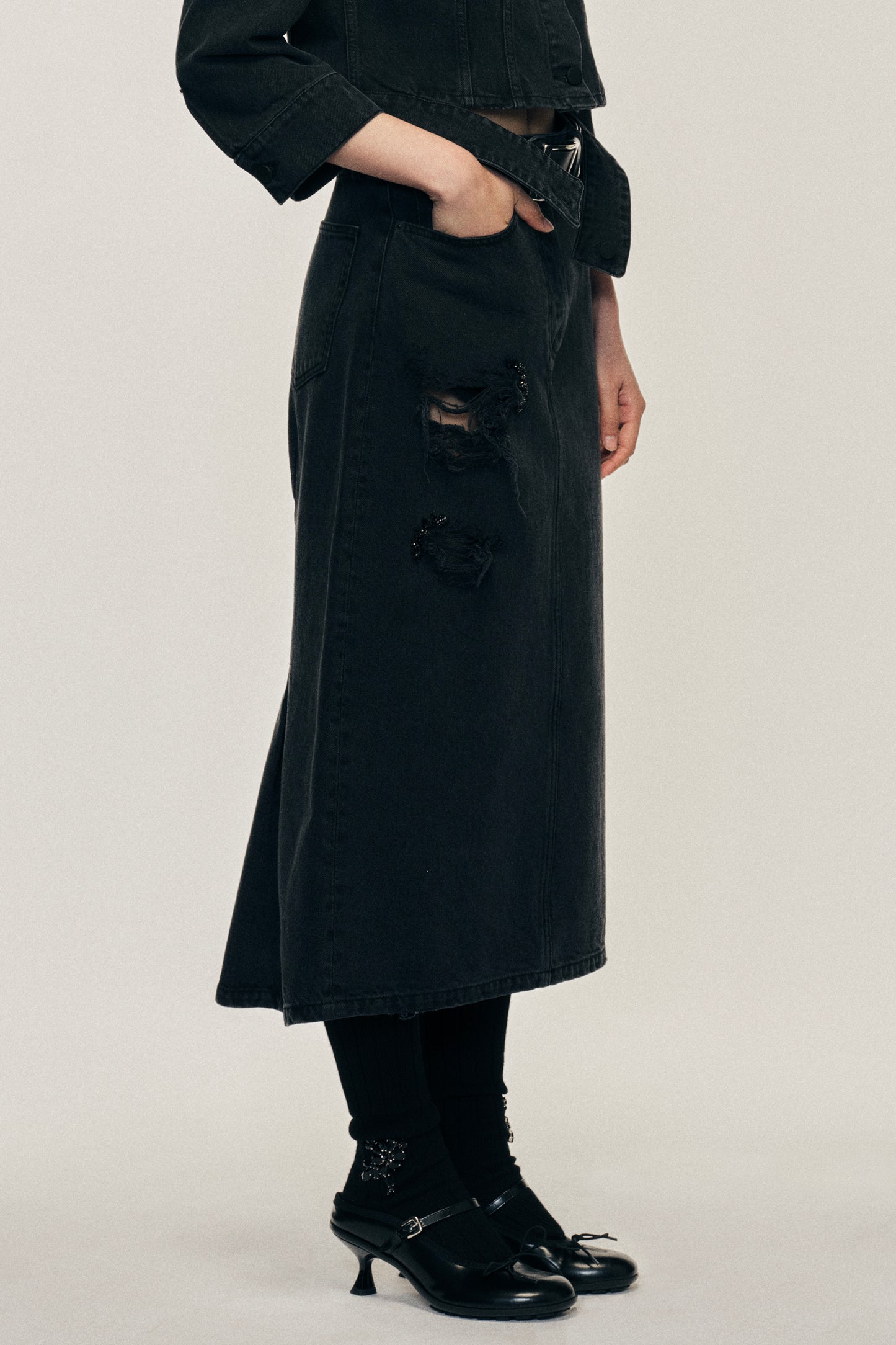 Embellished Kick Back Flare Skirt
