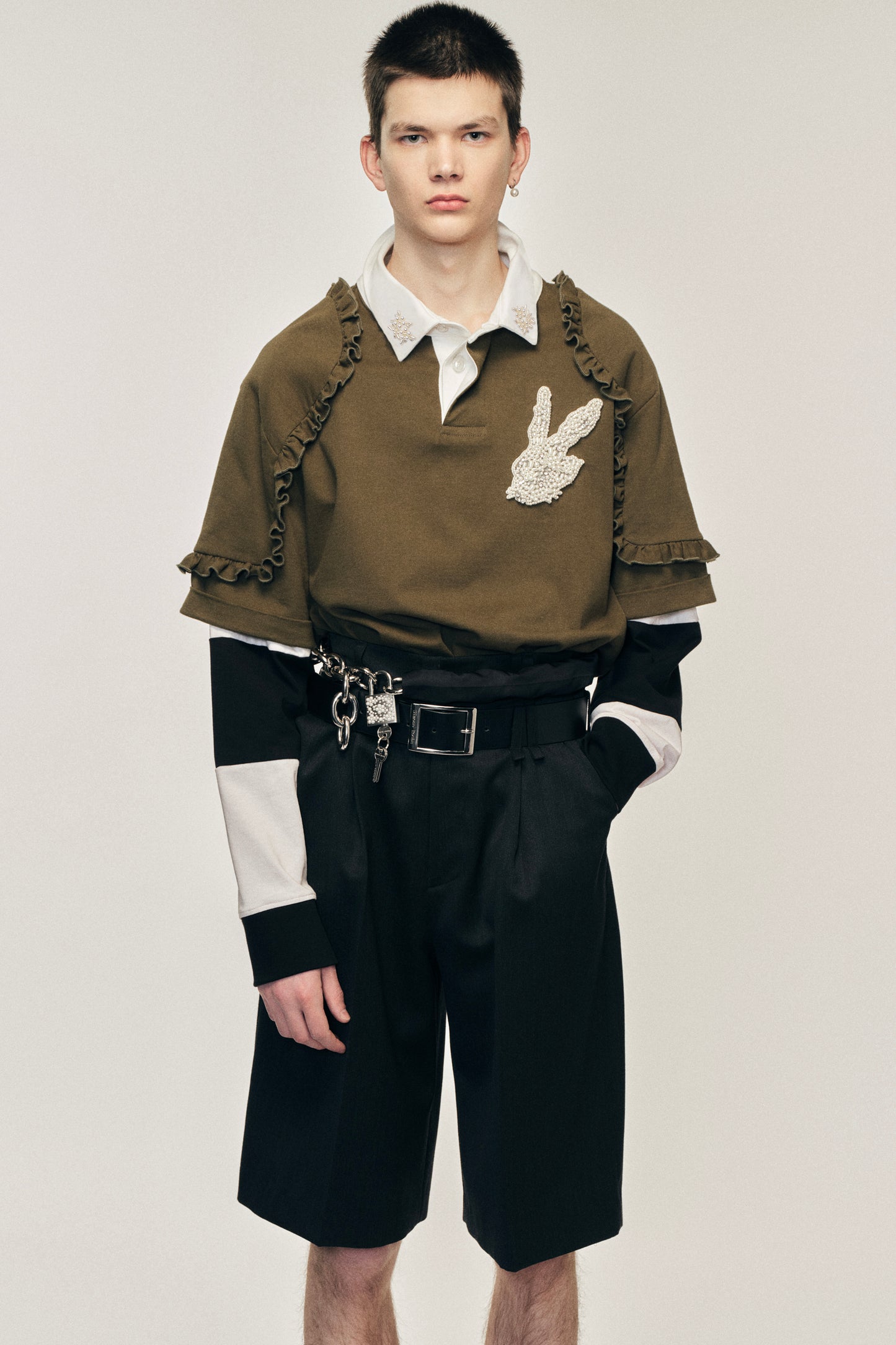 Turbo Embellished Layered Ruffle Rugby Shirt