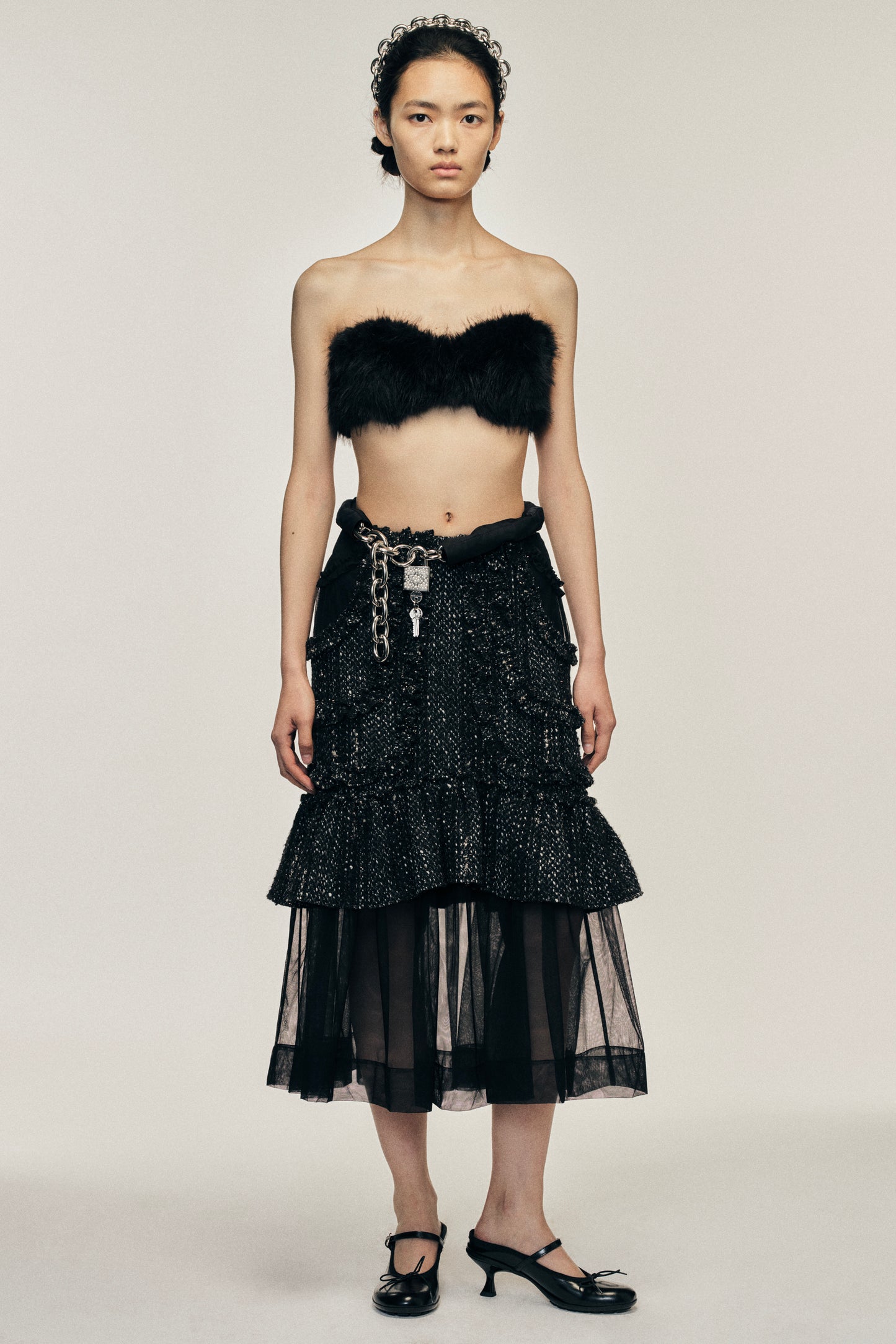 Multi Frill Patchwork Fray Skirt