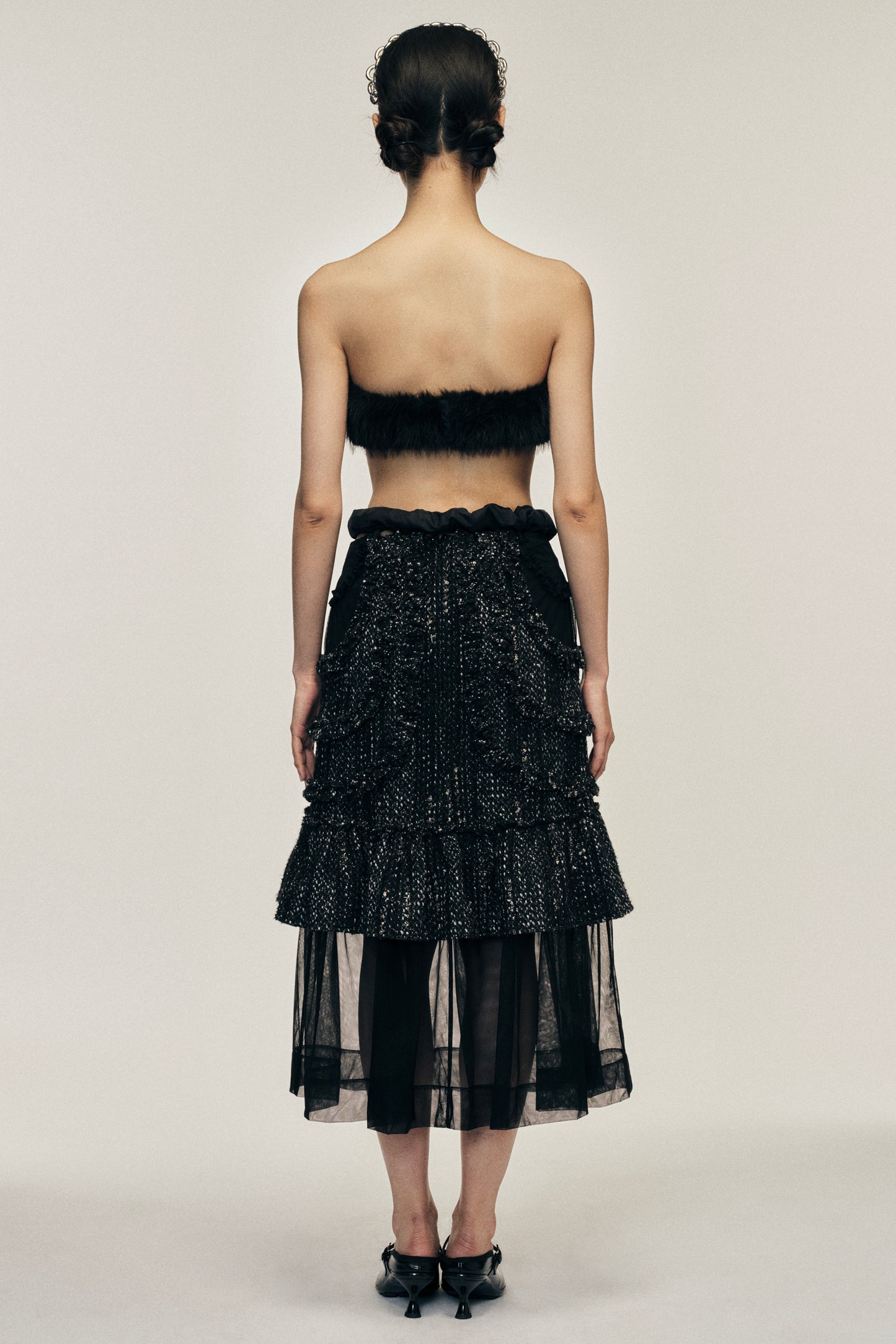 Multi Frill Patchwork Fray Skirt