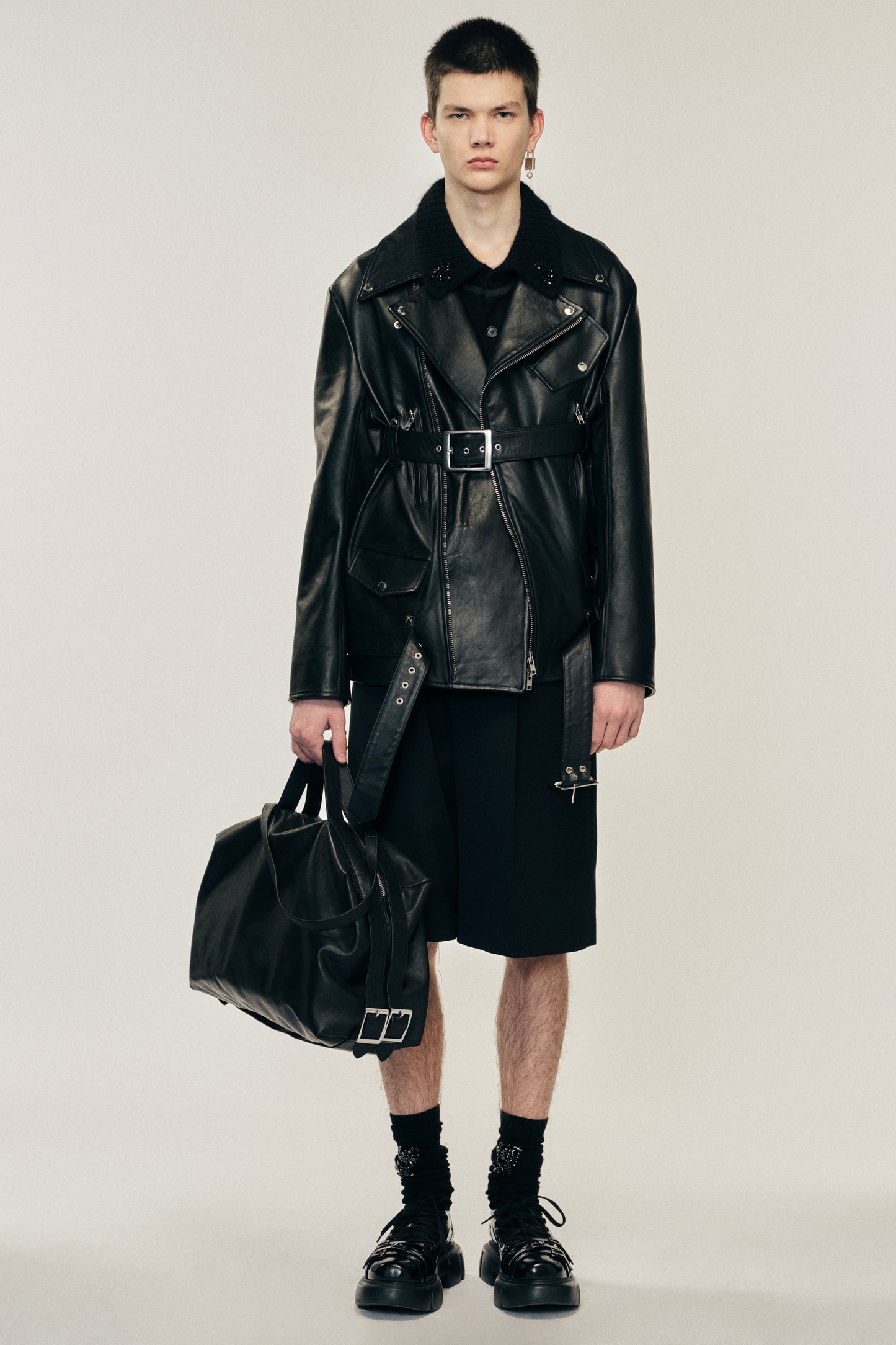 Multi Belt Biker Jacket