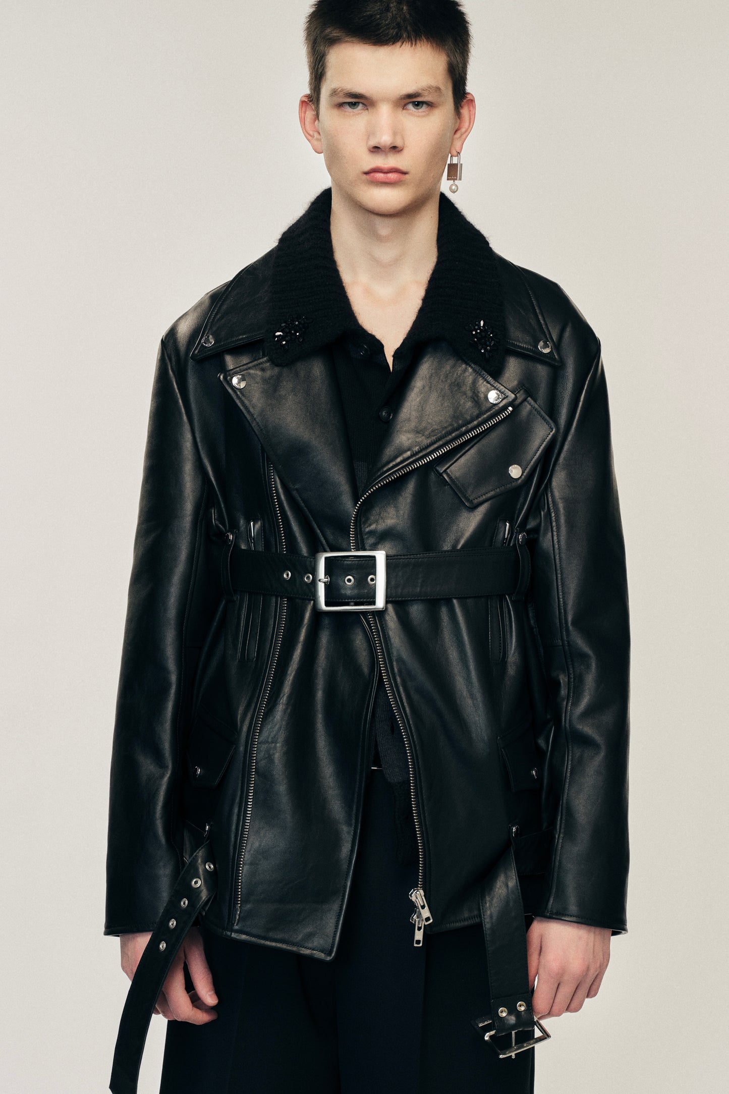 Multi Belt Biker Jacket