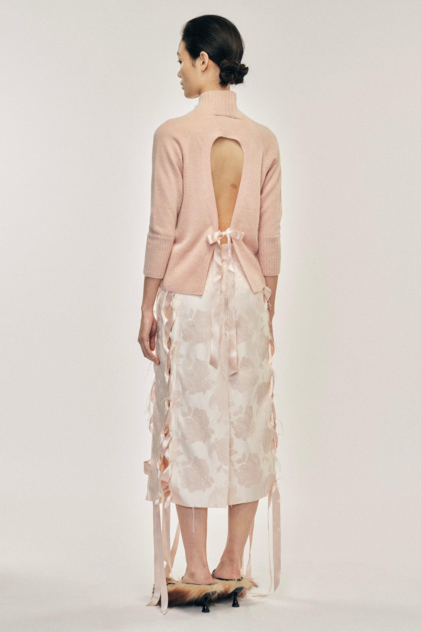 Cashmere Open Back High Neck Jumper