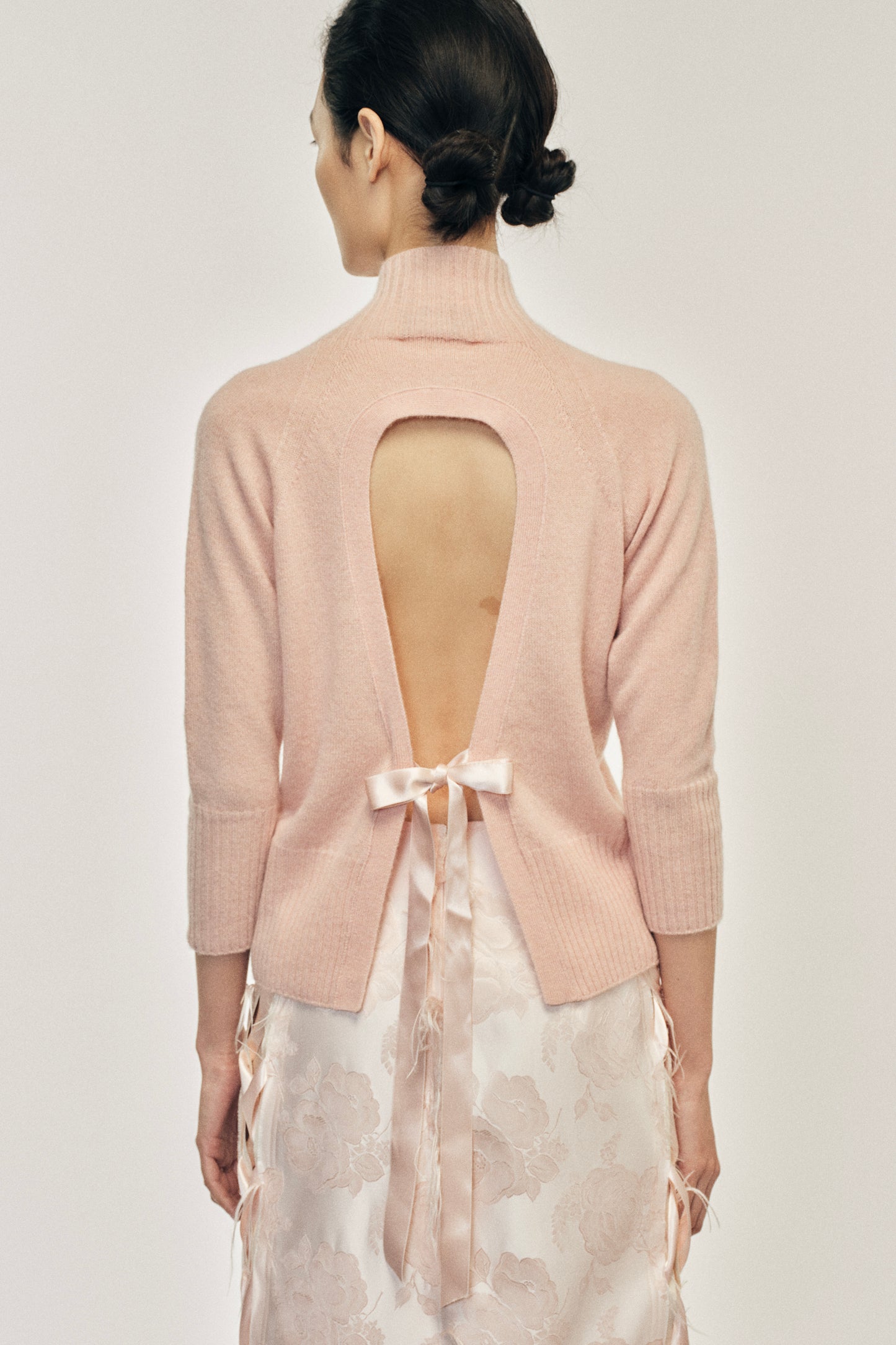 Cashmere Open Back High Neck Jumper