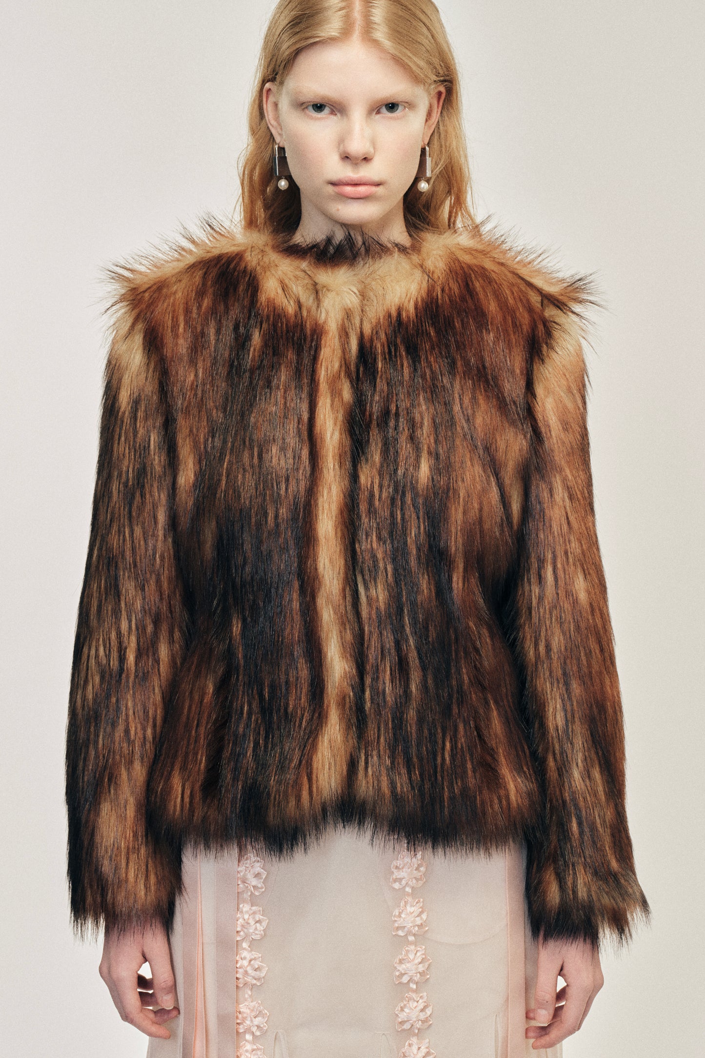 Sculpted Faux Fur Fray Jacket