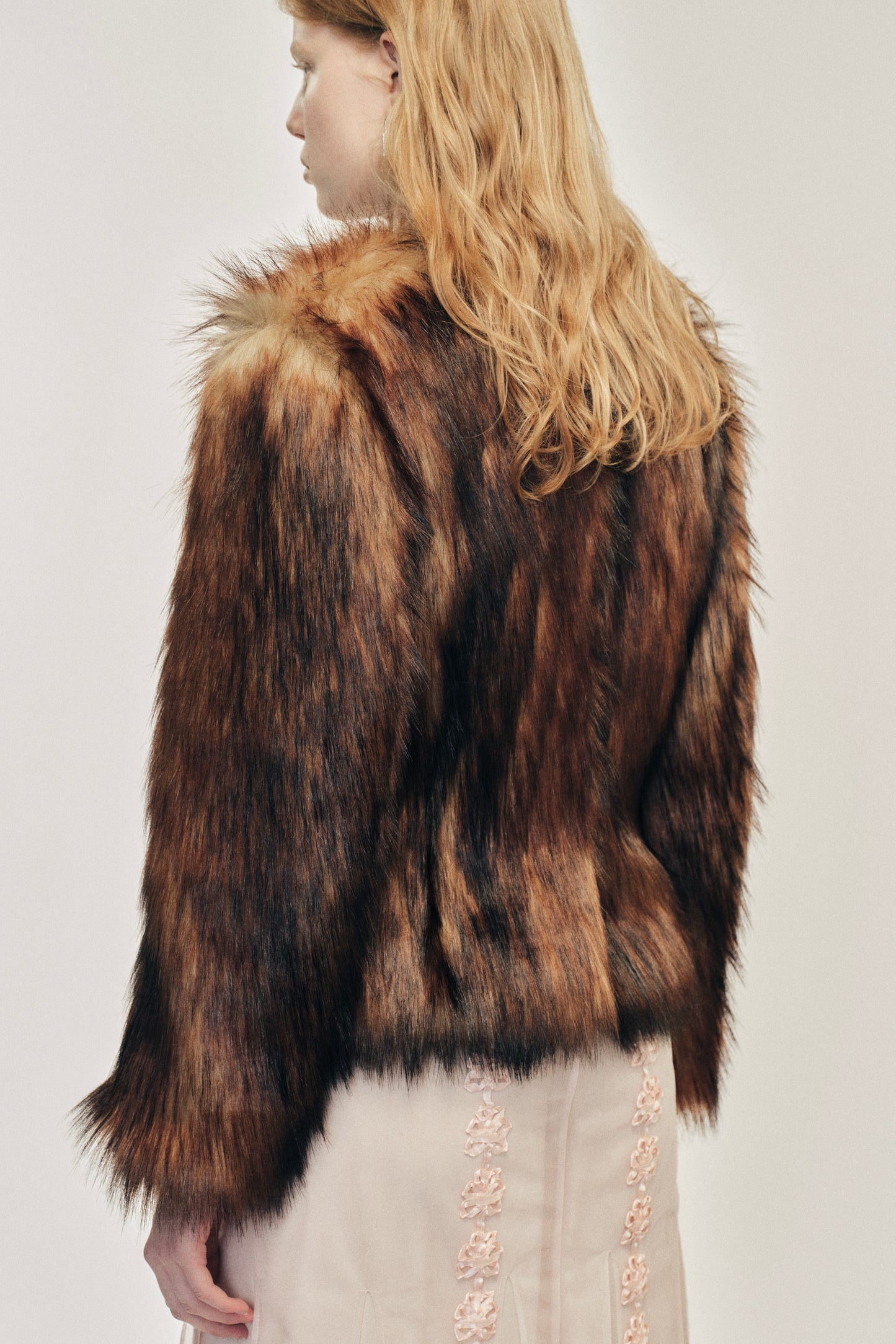 Sculpted Faux Fur Fray Jacket