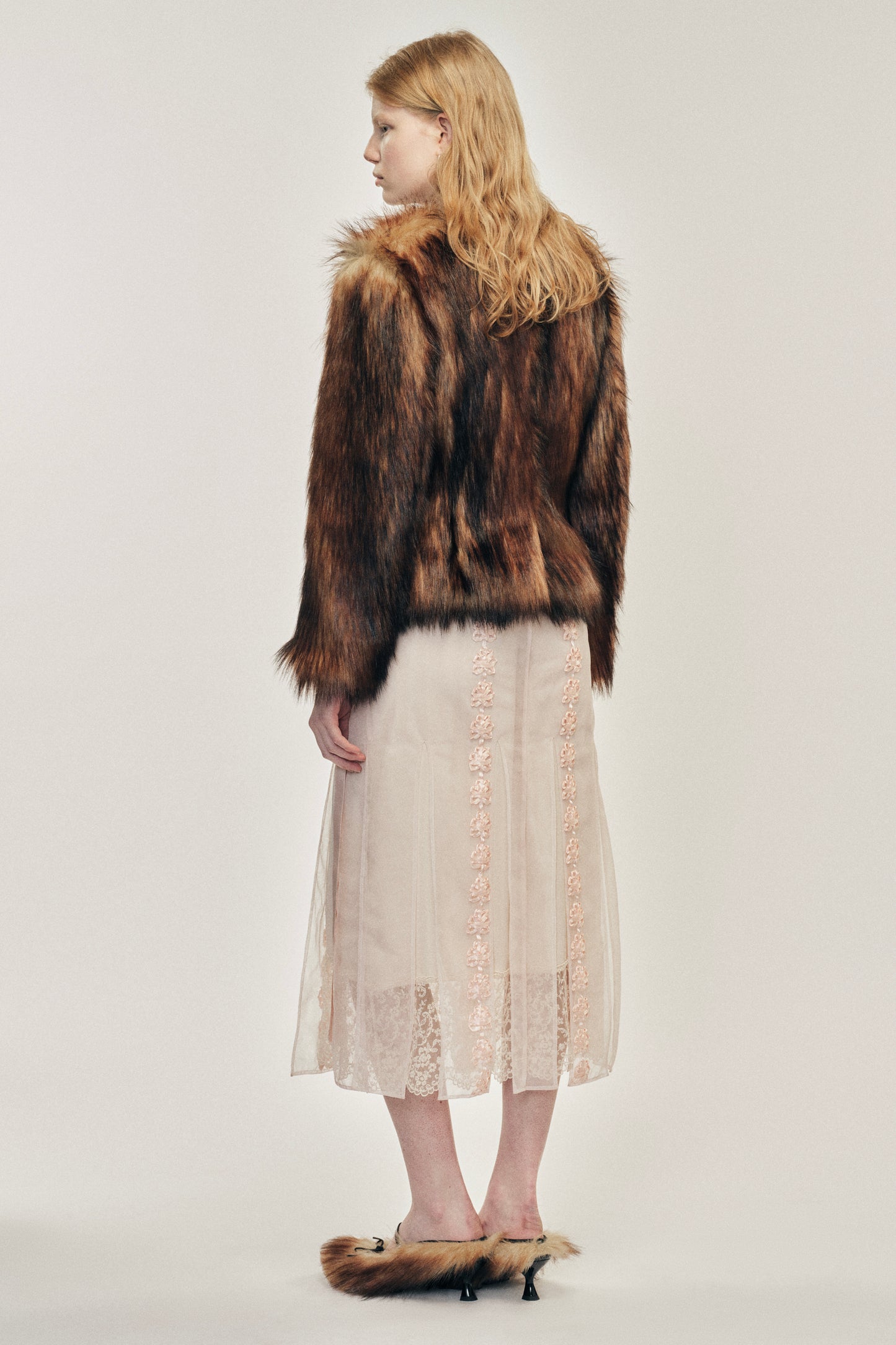 Sculpted Faux Fur Fray Jacket
