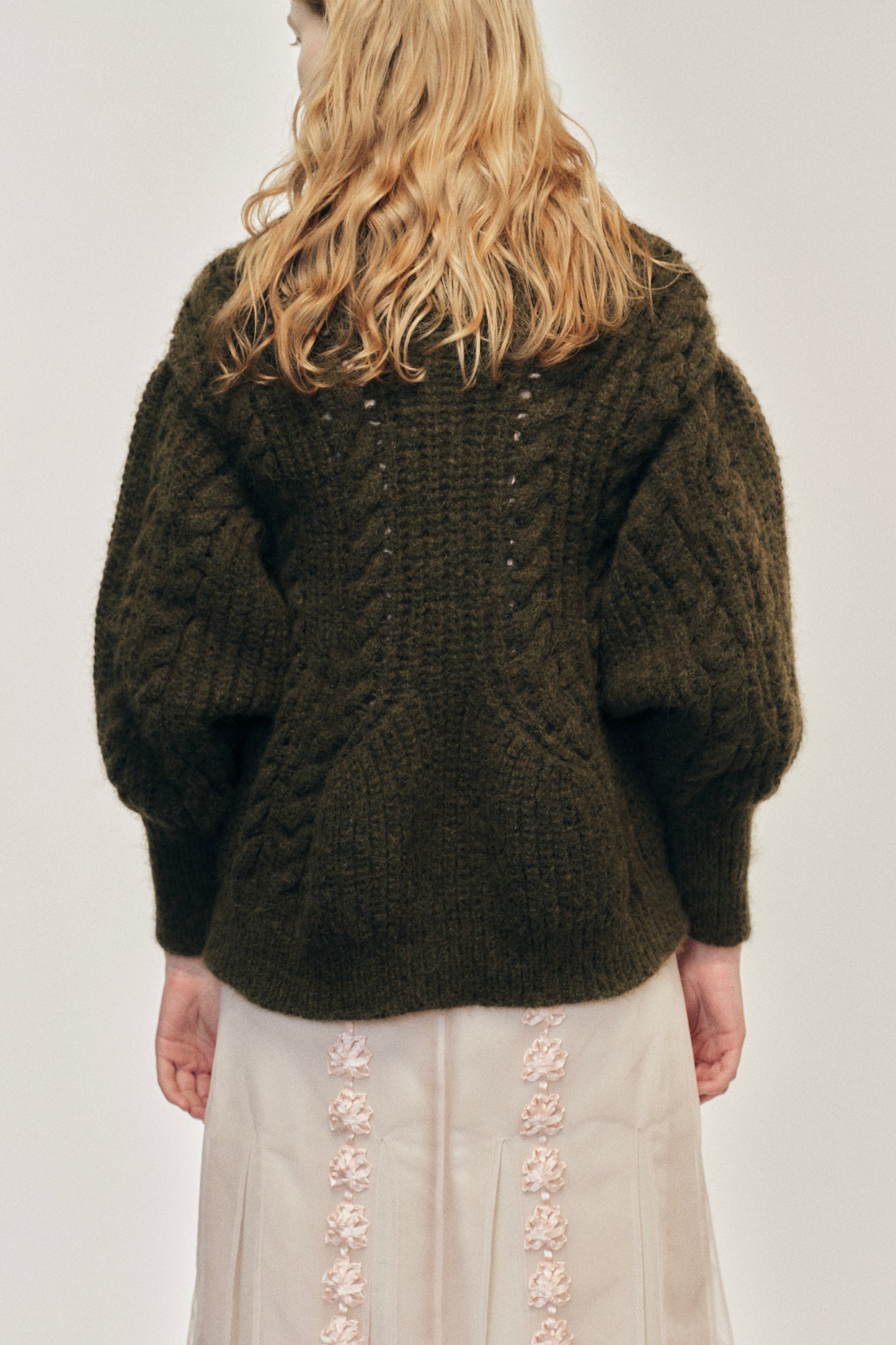 Sculpted Chunky Knit Chain Detail Cardigan