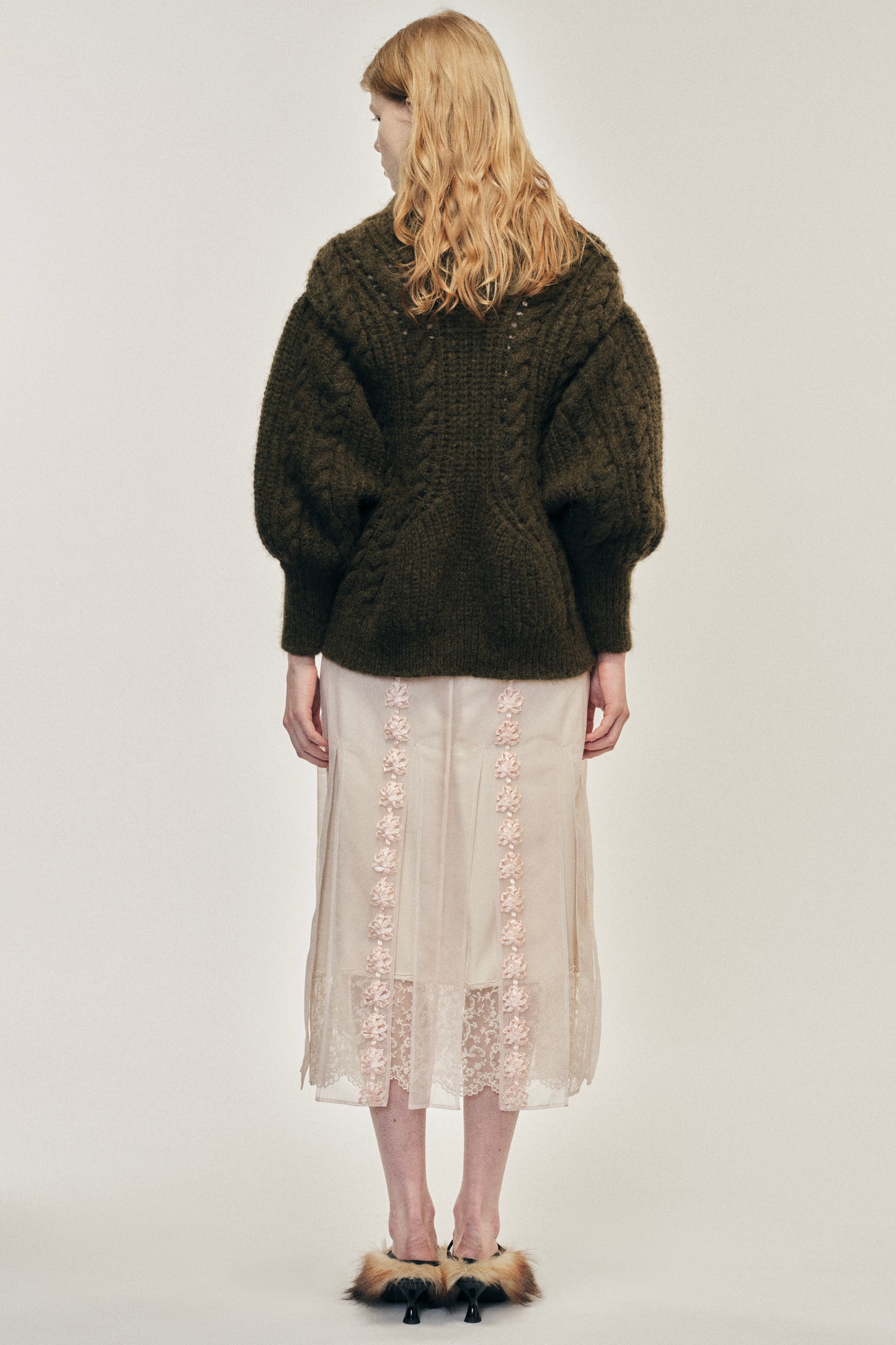 Sculpted Chunky Knit Chain Detail Cardigan