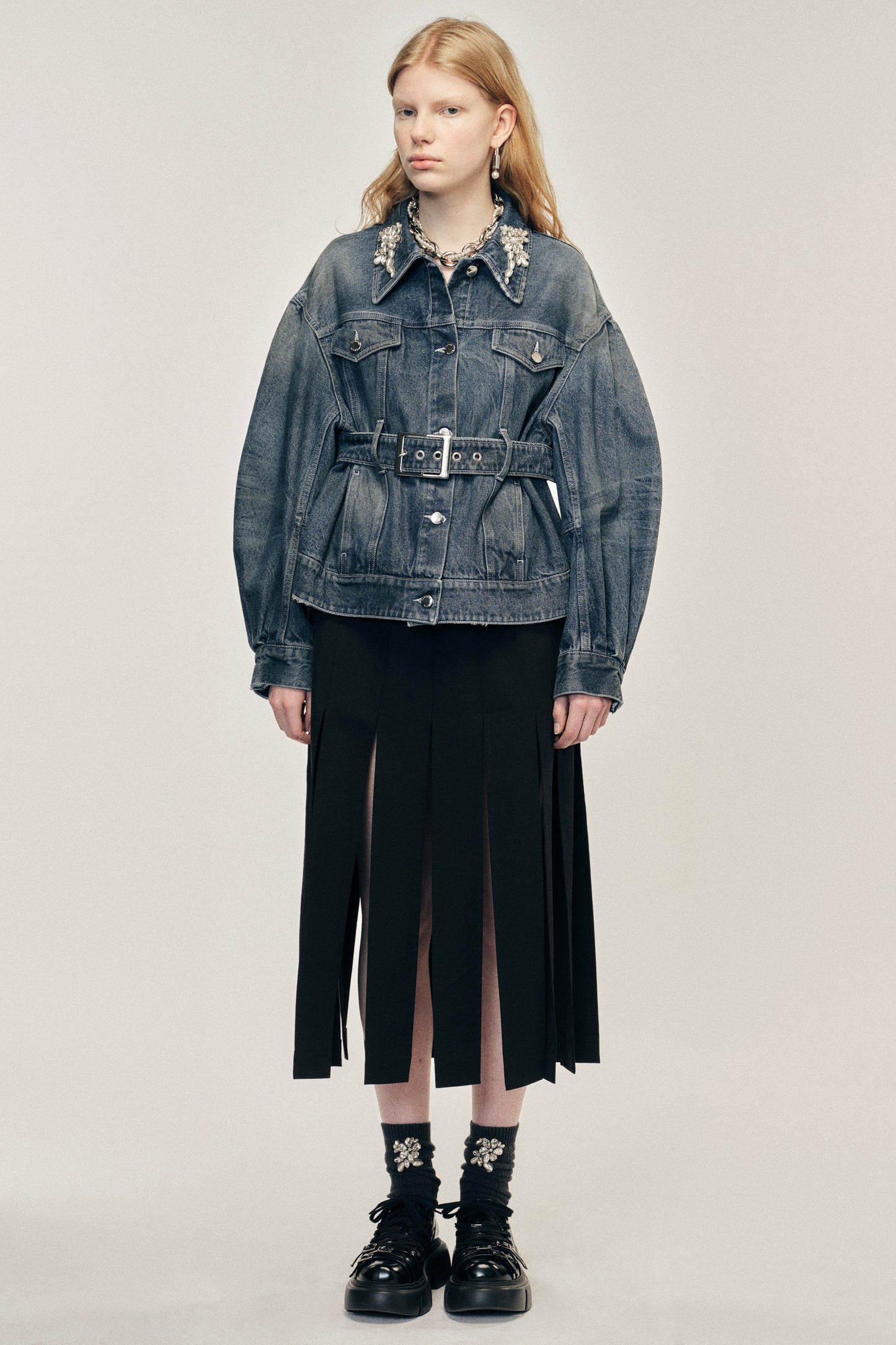Turbo Embellished Sculpted Belt Detail Jacket