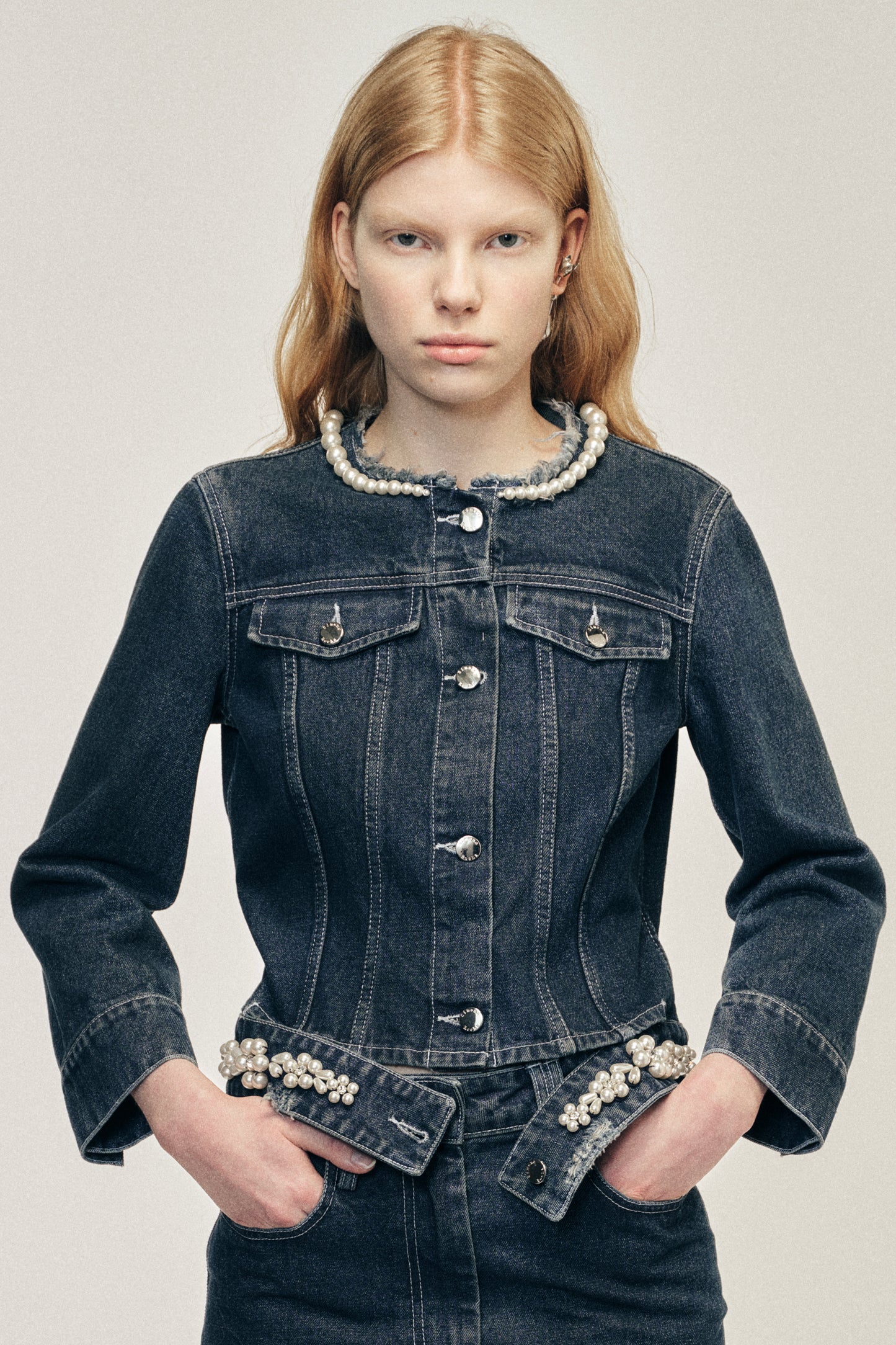 Turbo Embellished Fitted Waist Tail Jacket