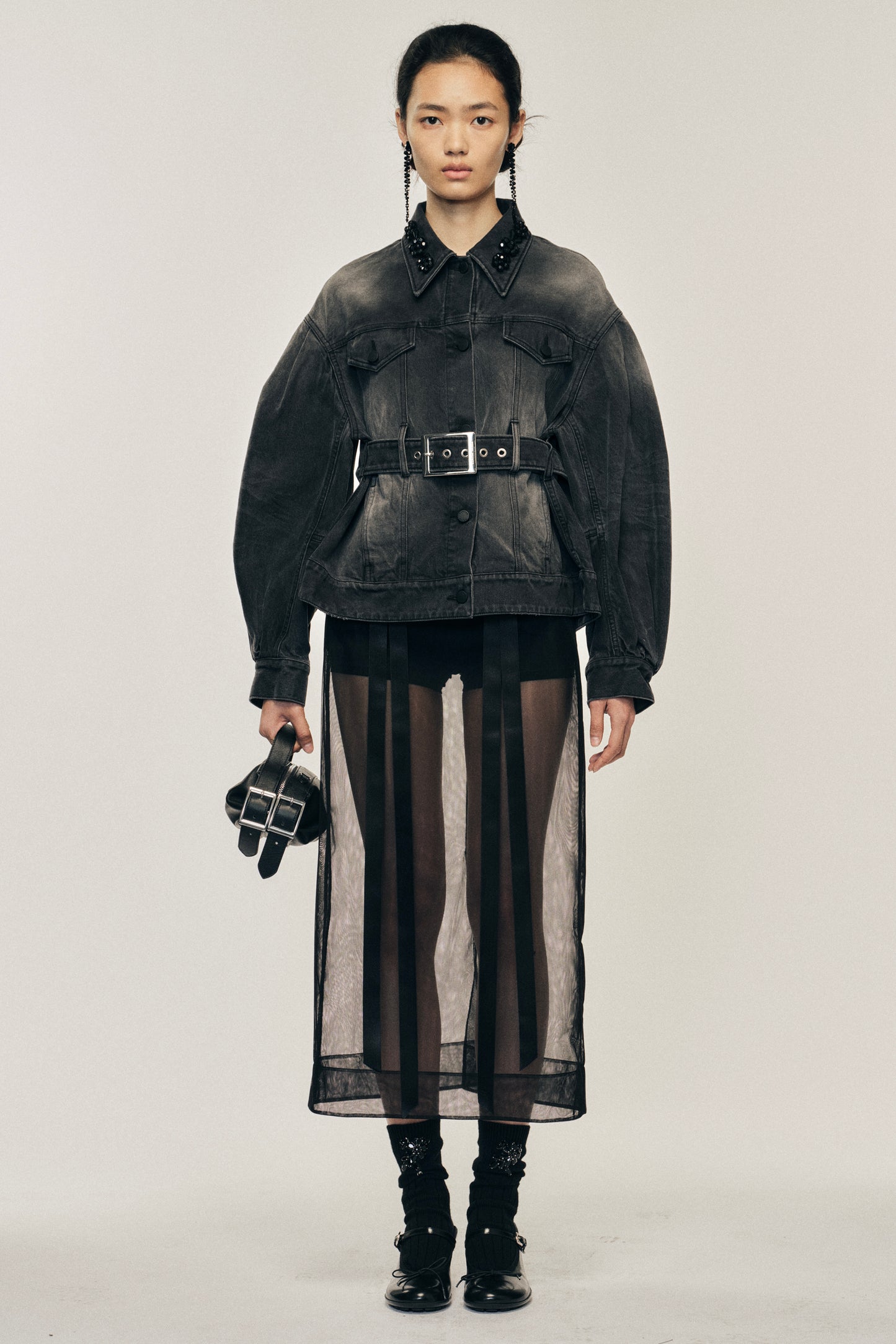 Embellished Sculpted Belt Detail Jacket