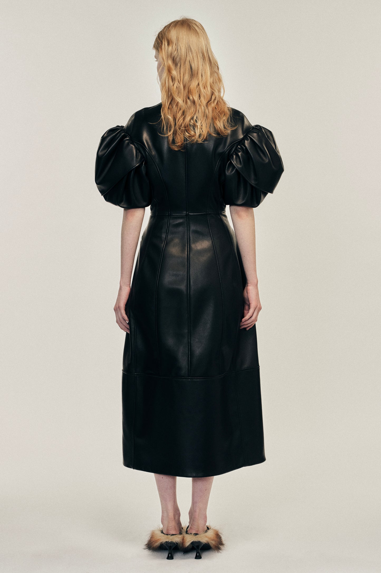 Sculpted Petal Sleeve Biker Dress