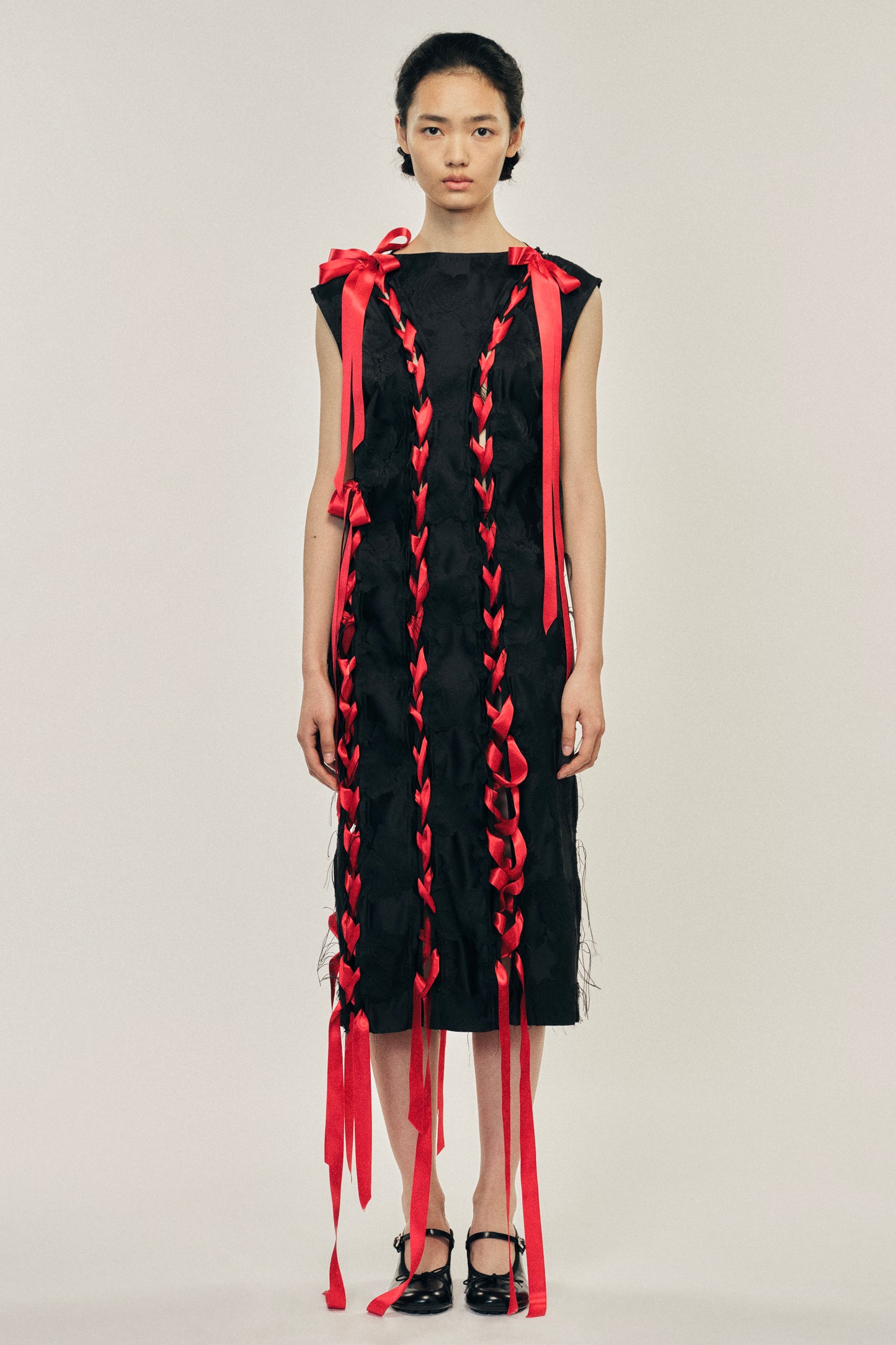 Unraveling Ribbon Brocade Dress