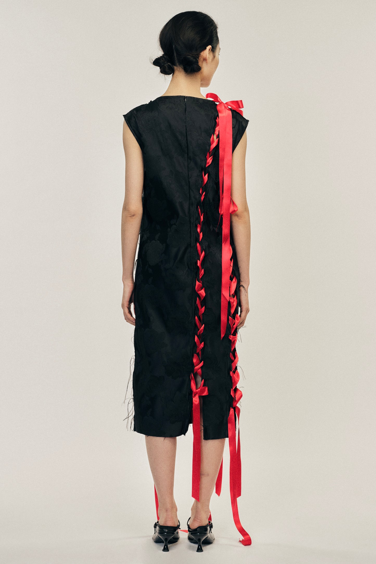 Unraveling Ribbon Brocade Dress