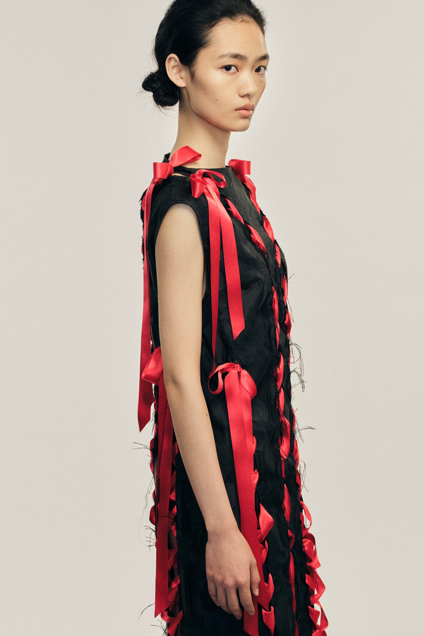 Unraveling Ribbon Brocade Dress