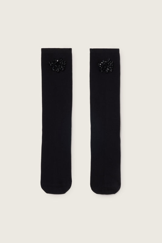 Beaded Flower Cluster Socks