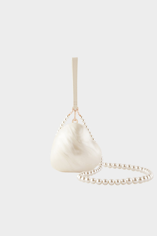 Micro Heart Bag with Pearl Strap